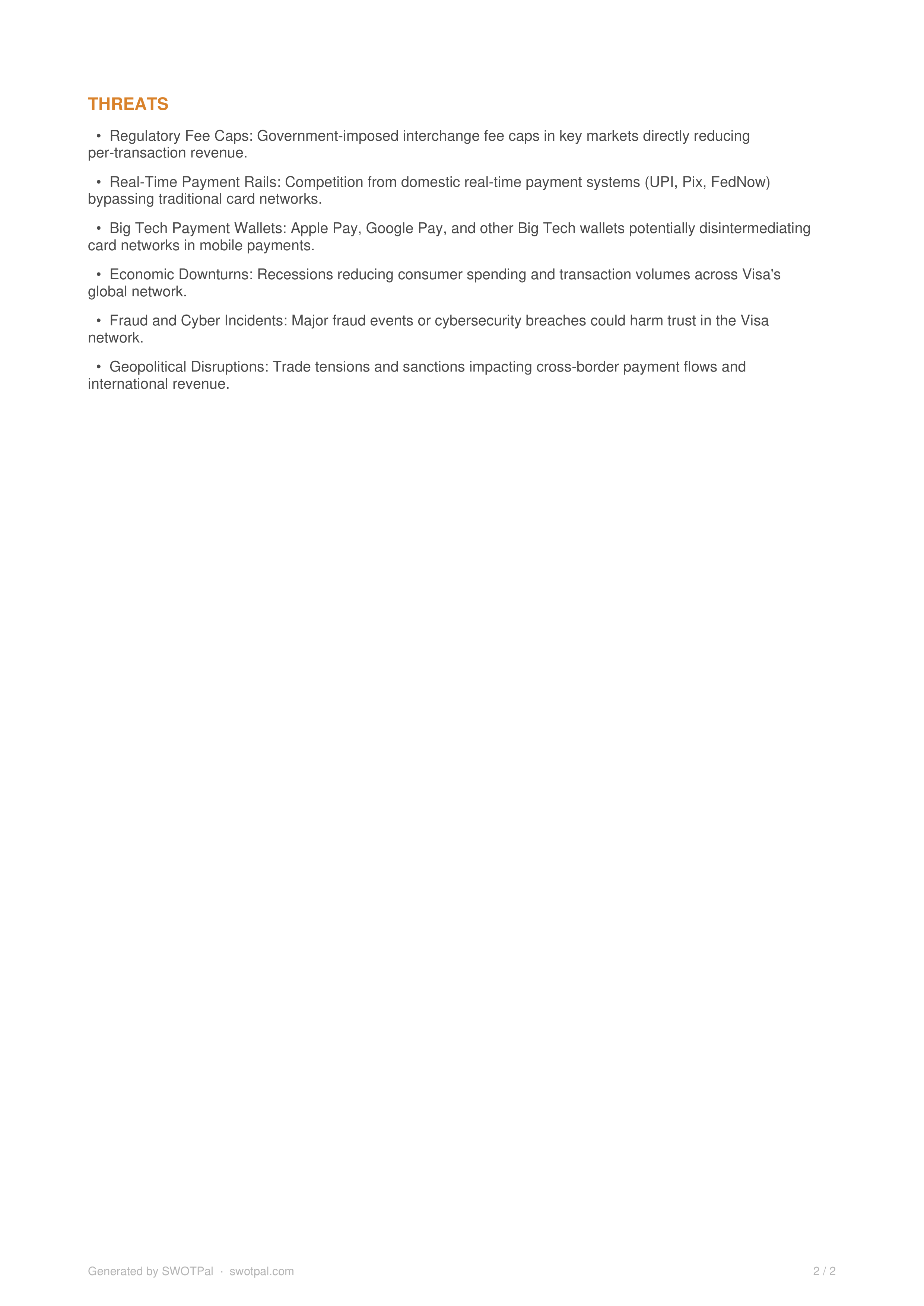 Visa Swot Analysis  — page 2