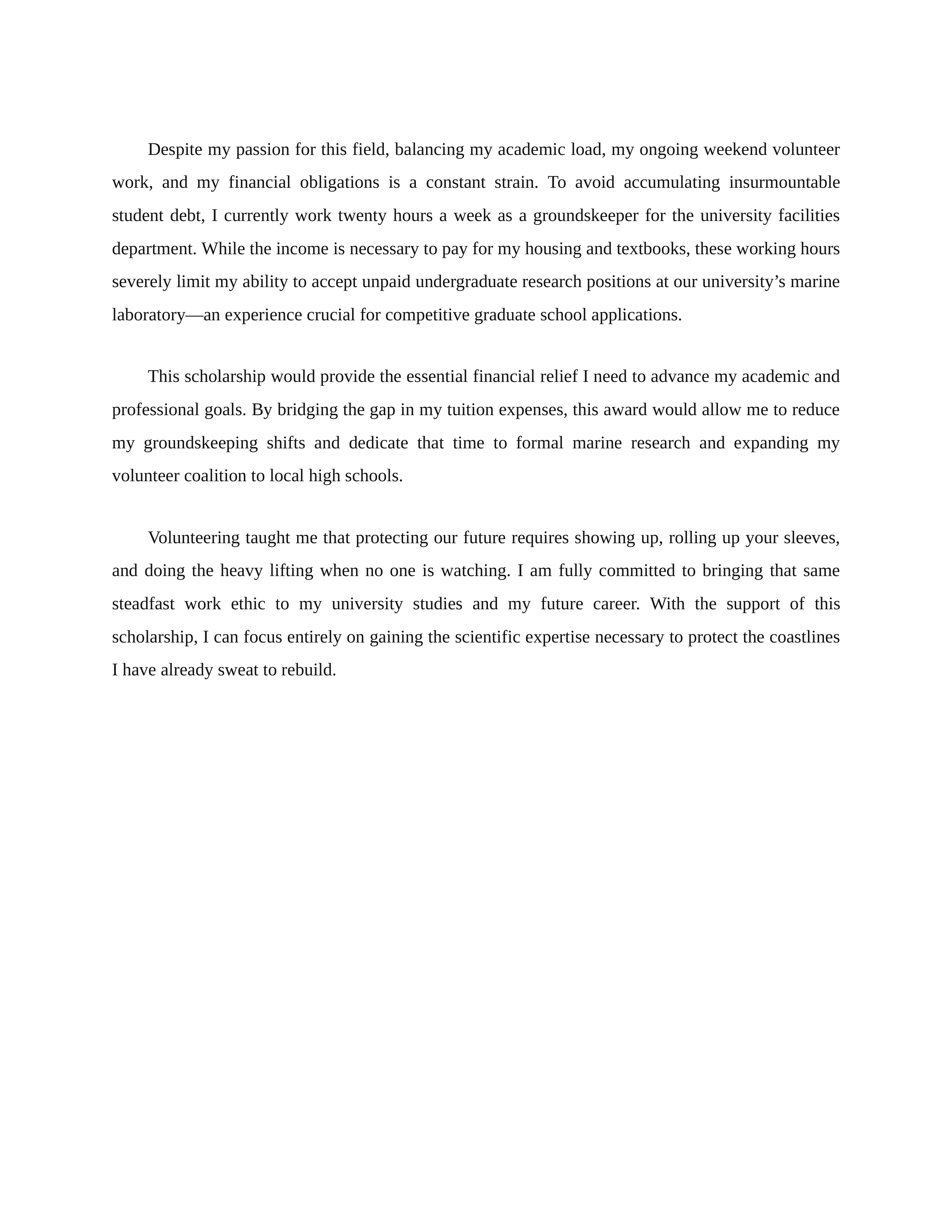 Volunteer Experience Scholarship Essay — page 2