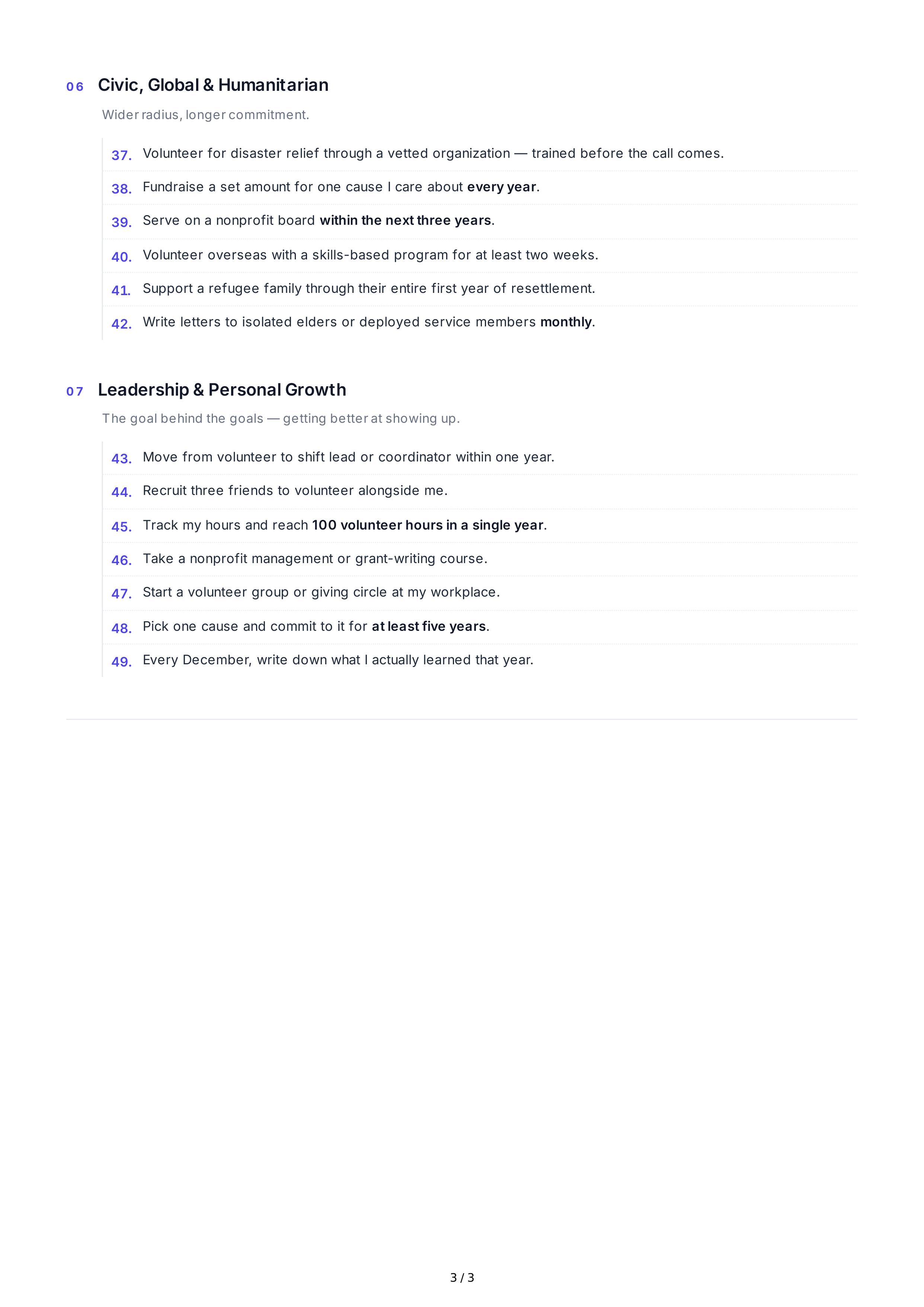 Volunteer Life Goals — page 3