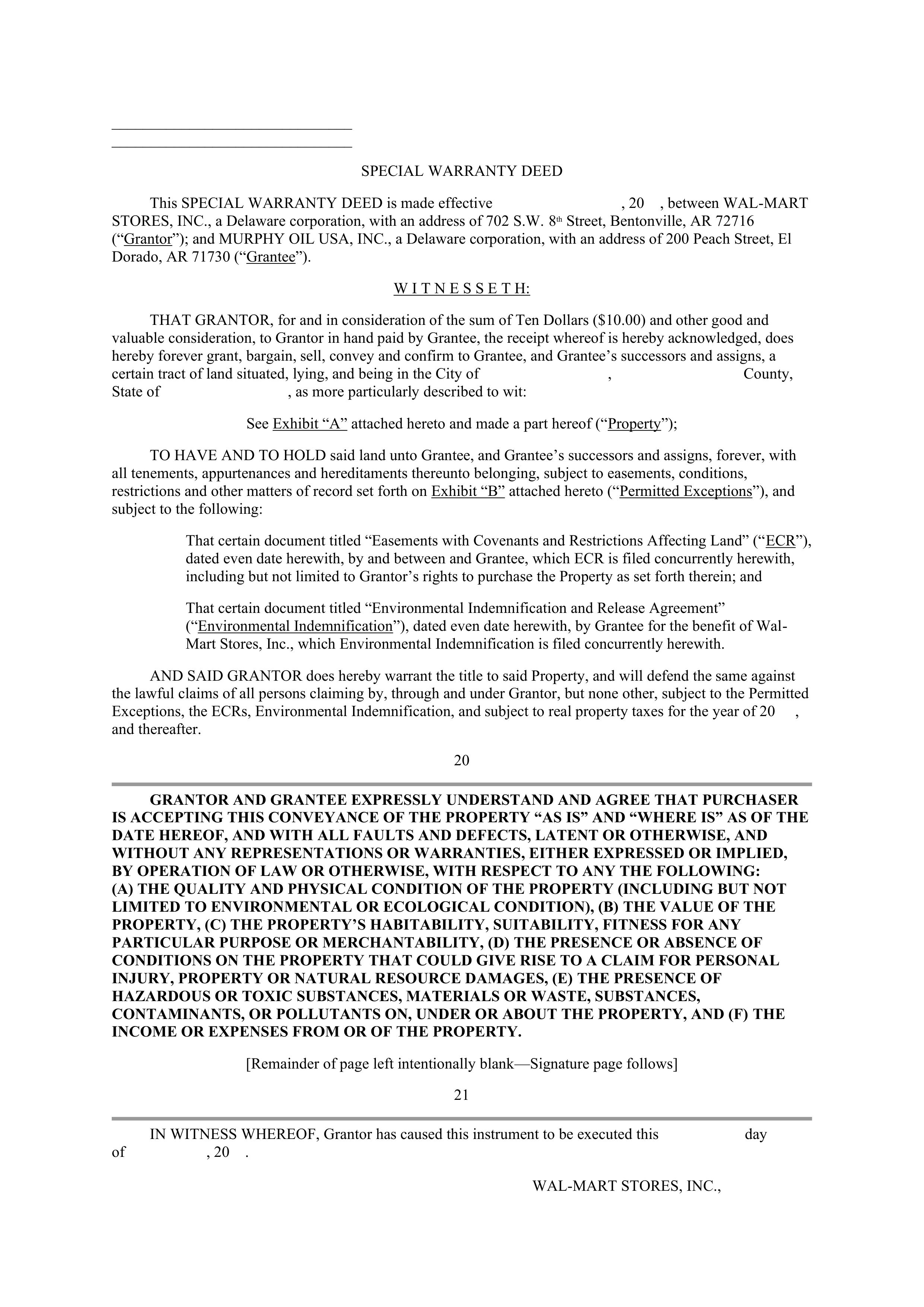WALMART AGREEMENT OF SALE — page 15