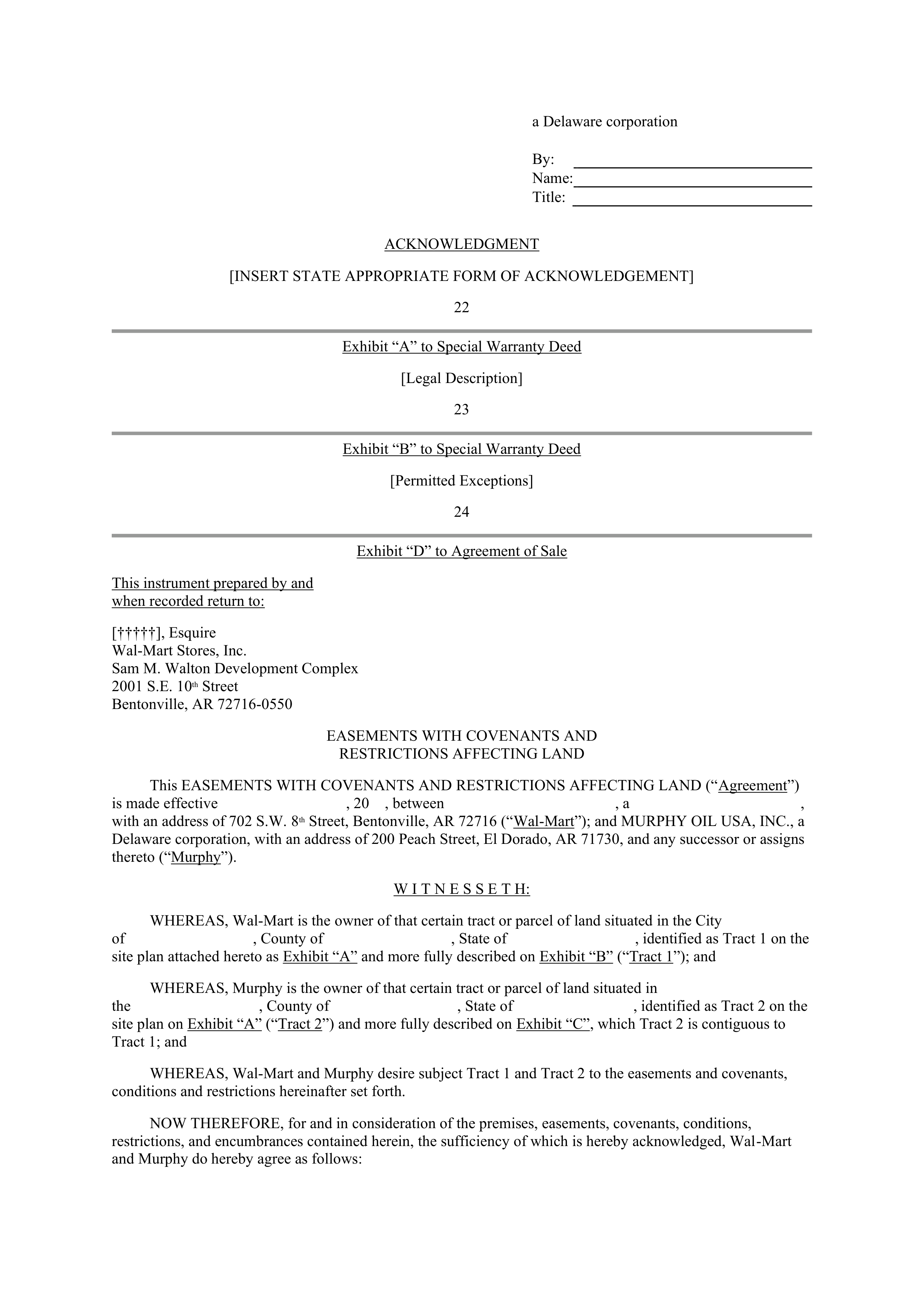 WALMART AGREEMENT OF SALE — page 16