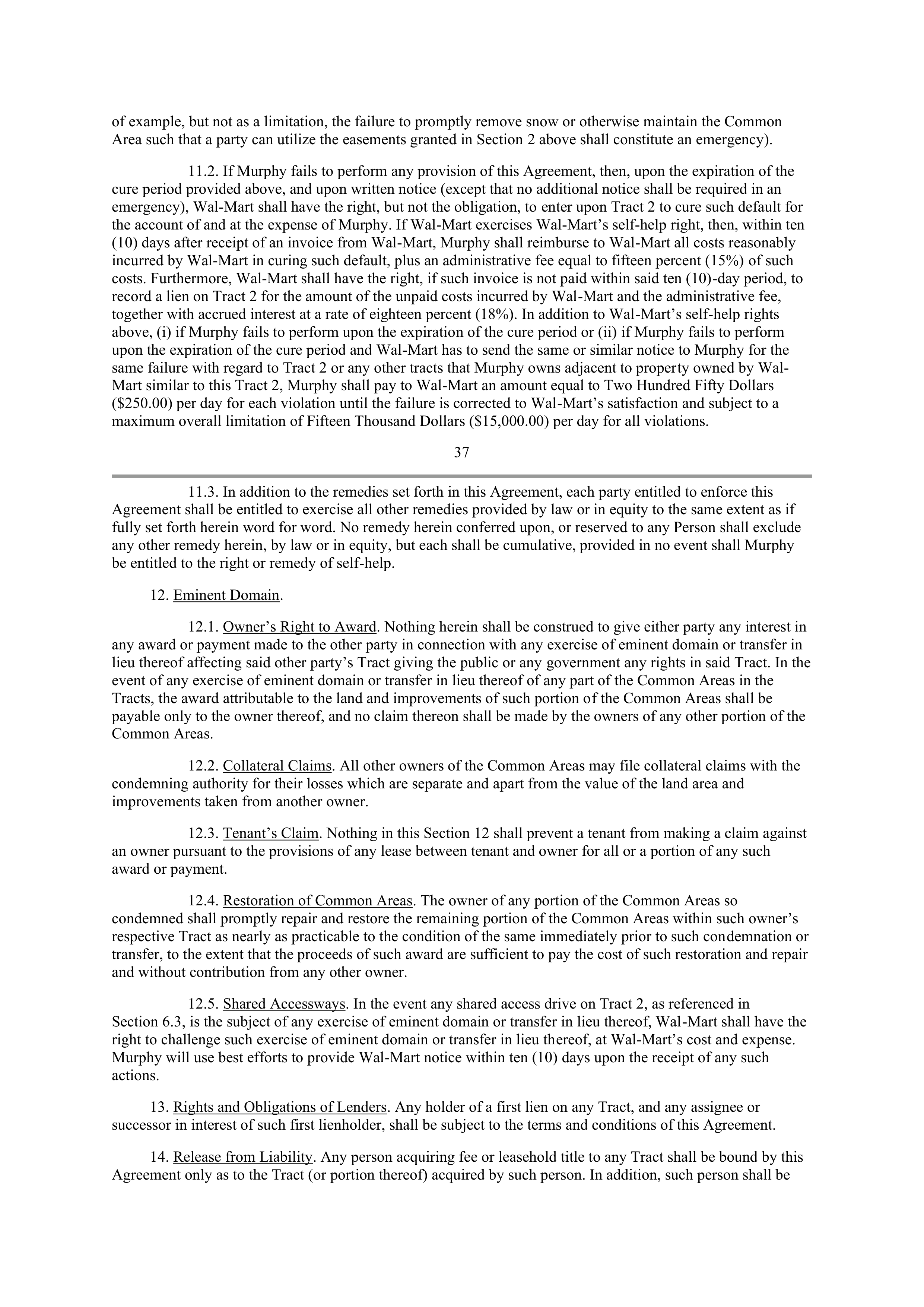 WALMART AGREEMENT OF SALE — page 27