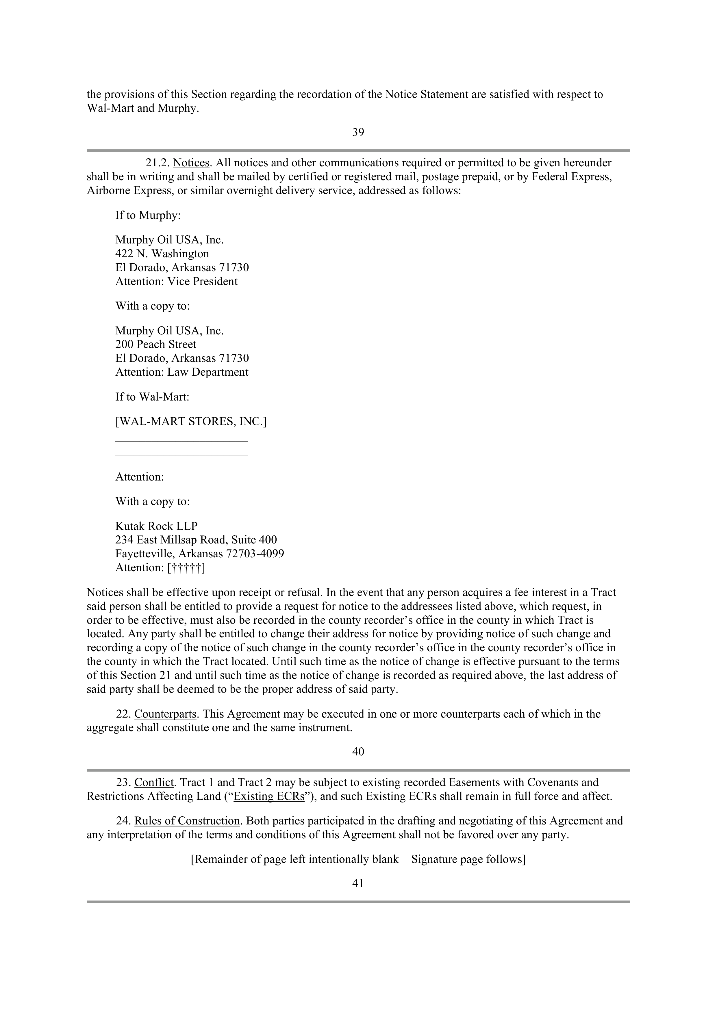 WALMART AGREEMENT OF SALE — page 29