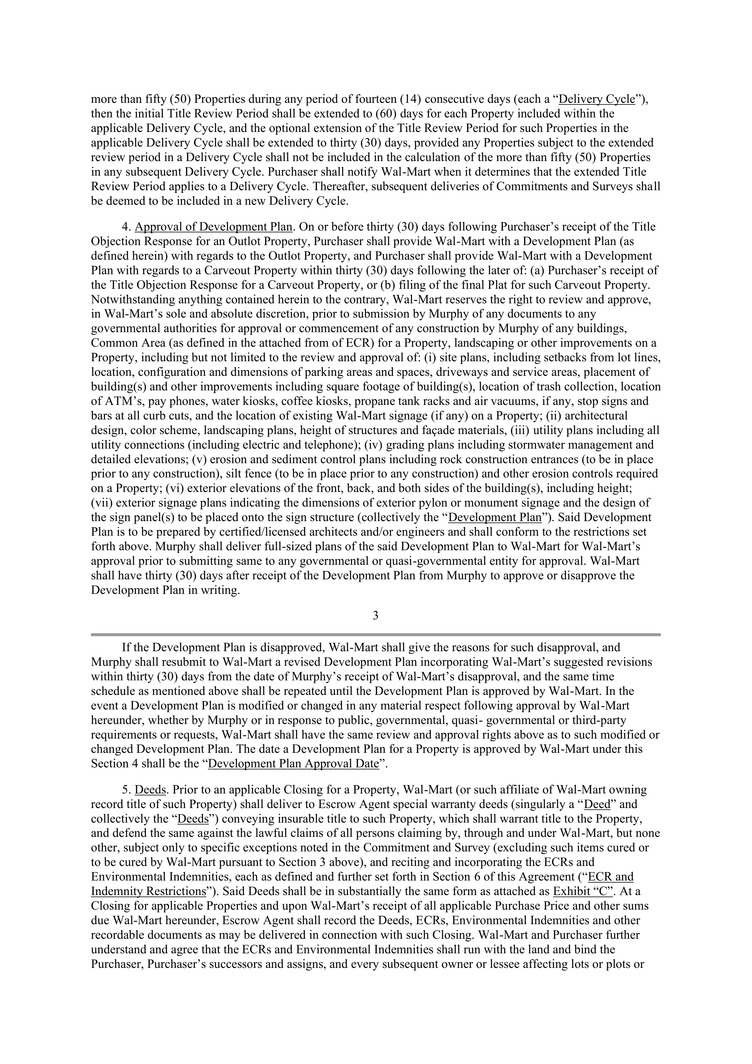WALMART AGREEMENT OF SALE — page 3