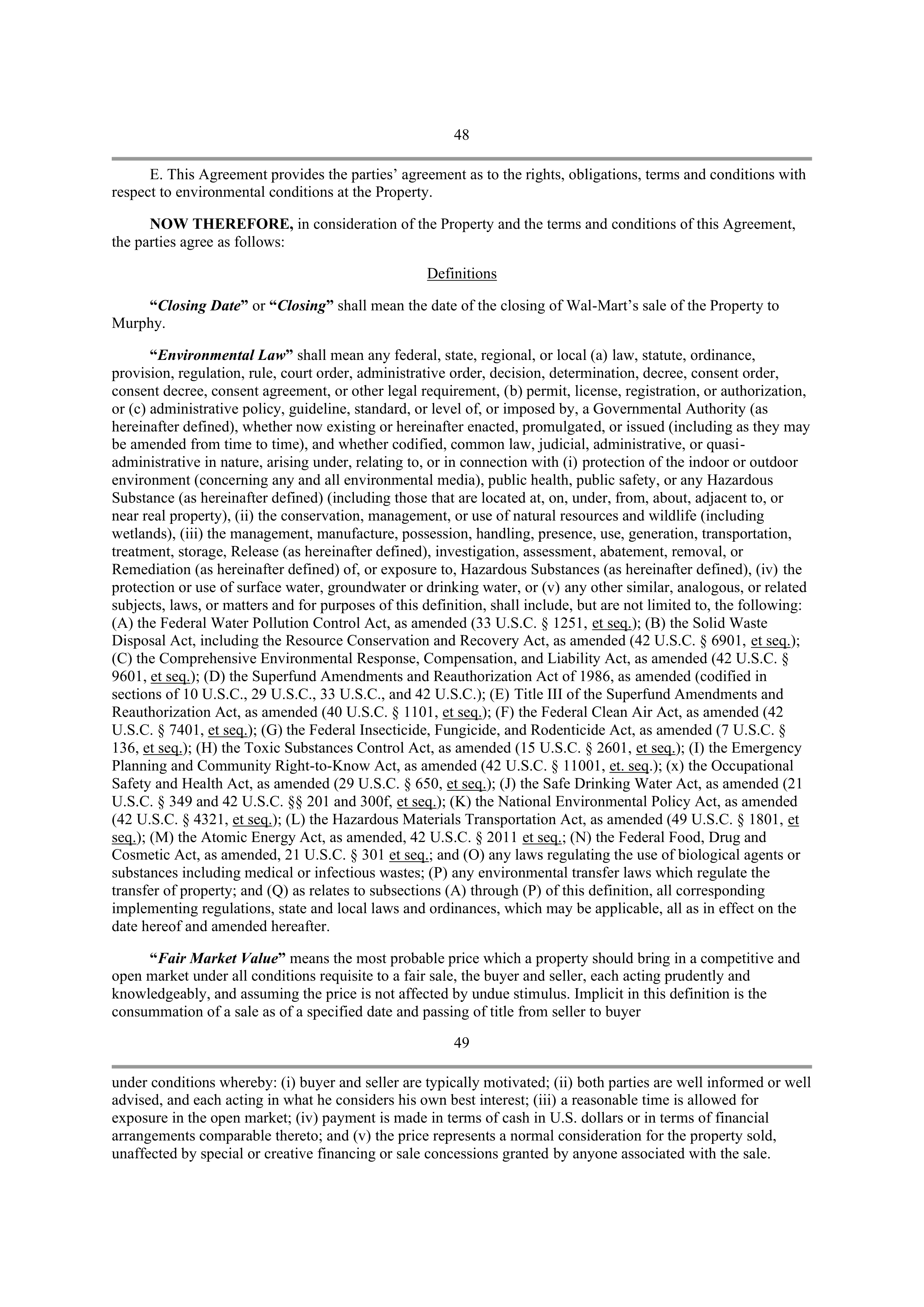 WALMART AGREEMENT OF SALE — page 32