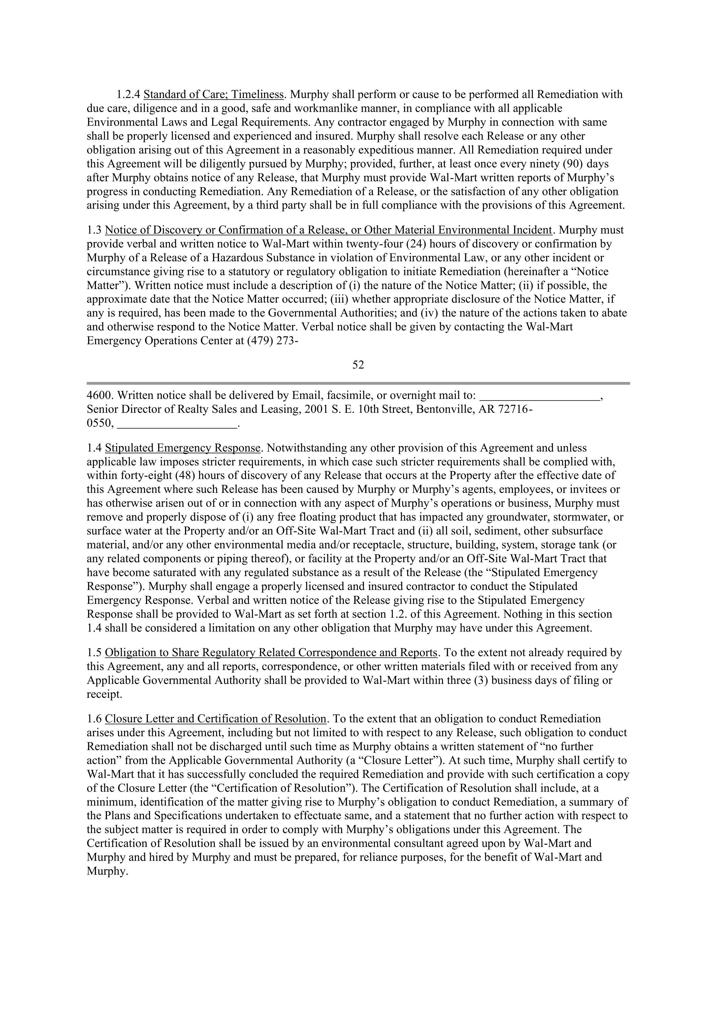 WALMART AGREEMENT OF SALE — page 35