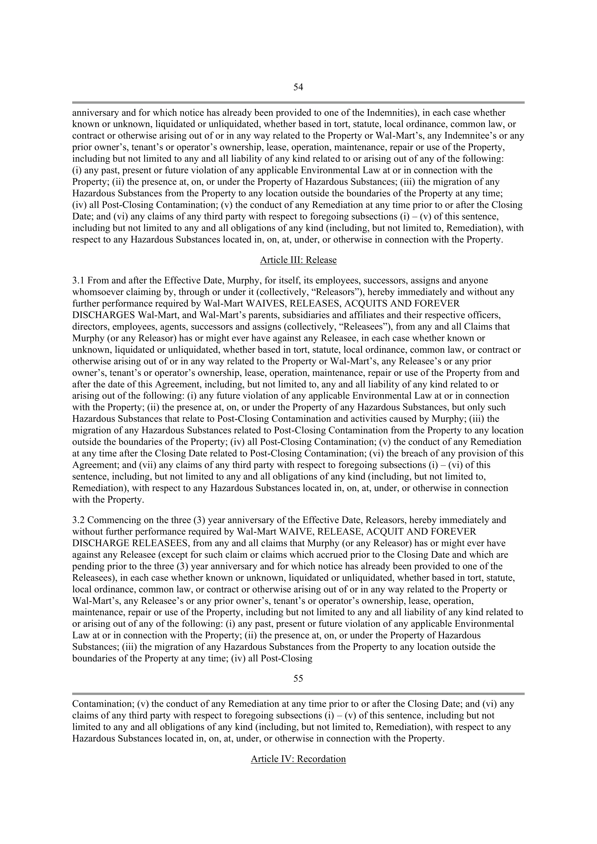 WALMART AGREEMENT OF SALE — page 37