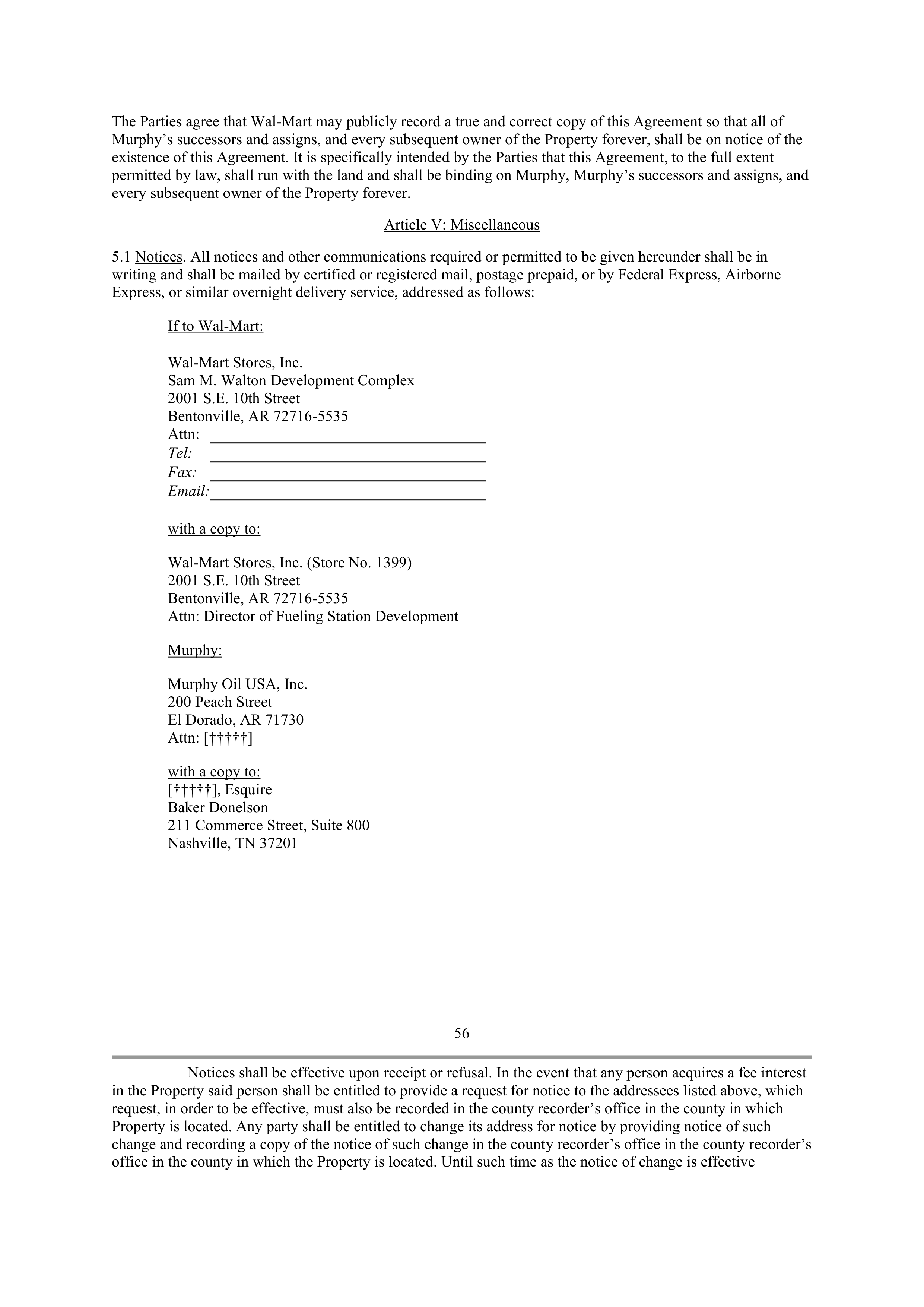 WALMART AGREEMENT OF SALE — page 38