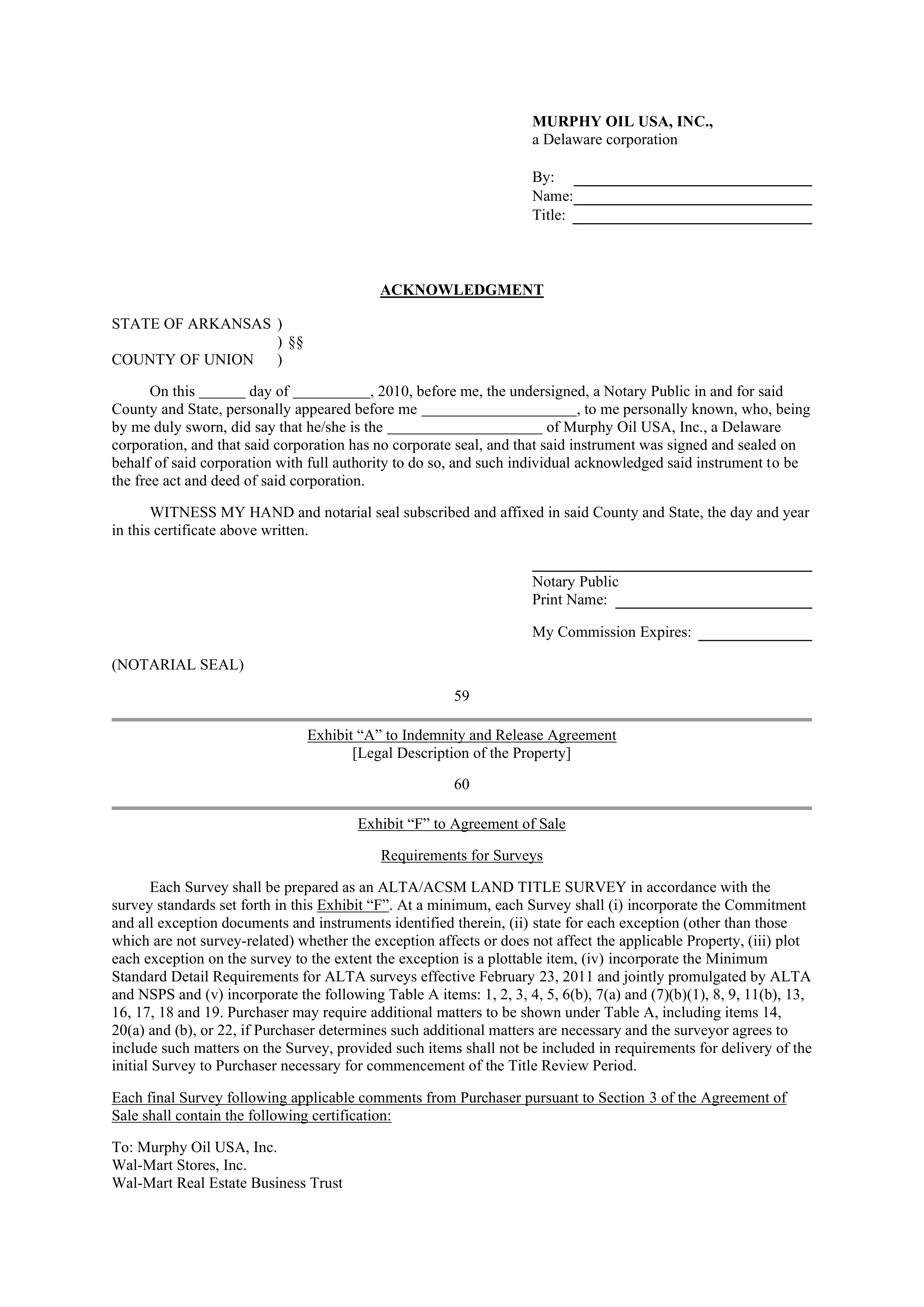 WALMART AGREEMENT OF SALE — page 40