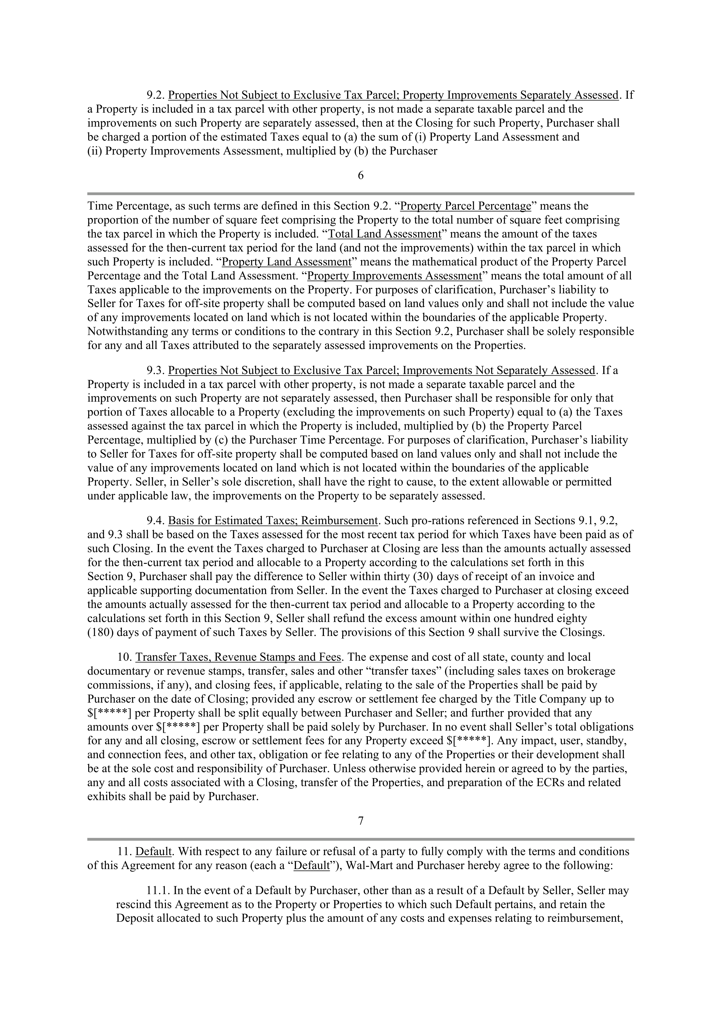 WALMART AGREEMENT OF SALE — page 6