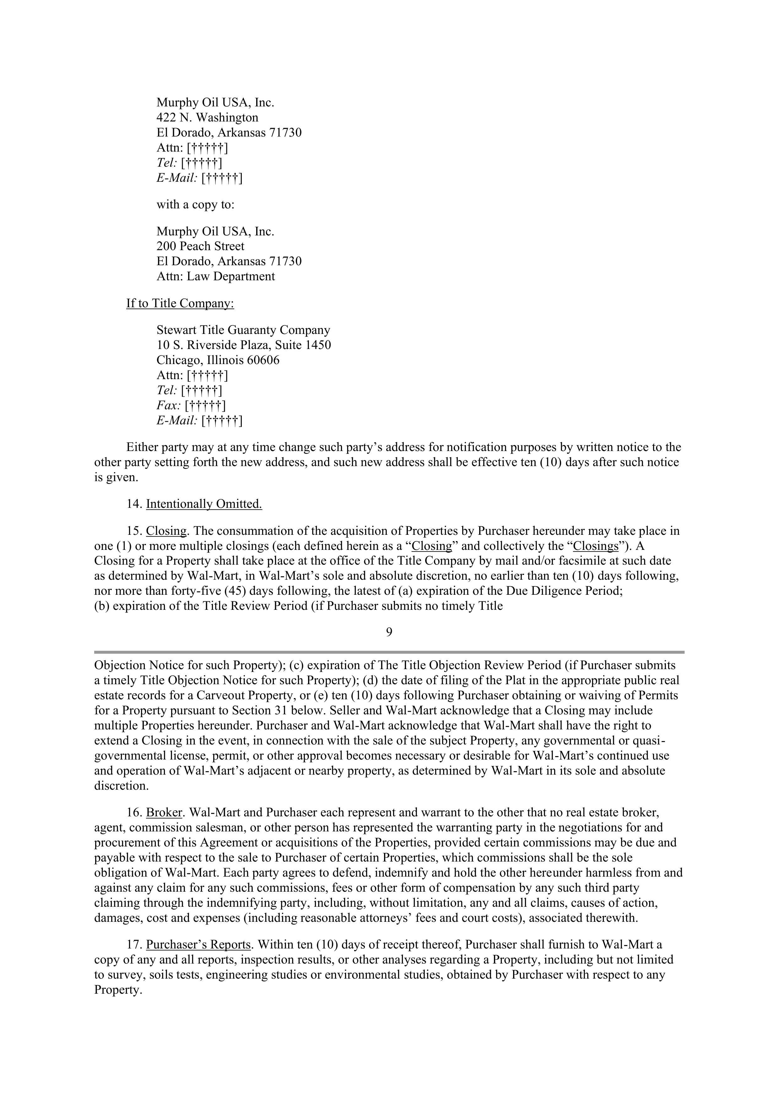 WALMART AGREEMENT OF SALE — page 8