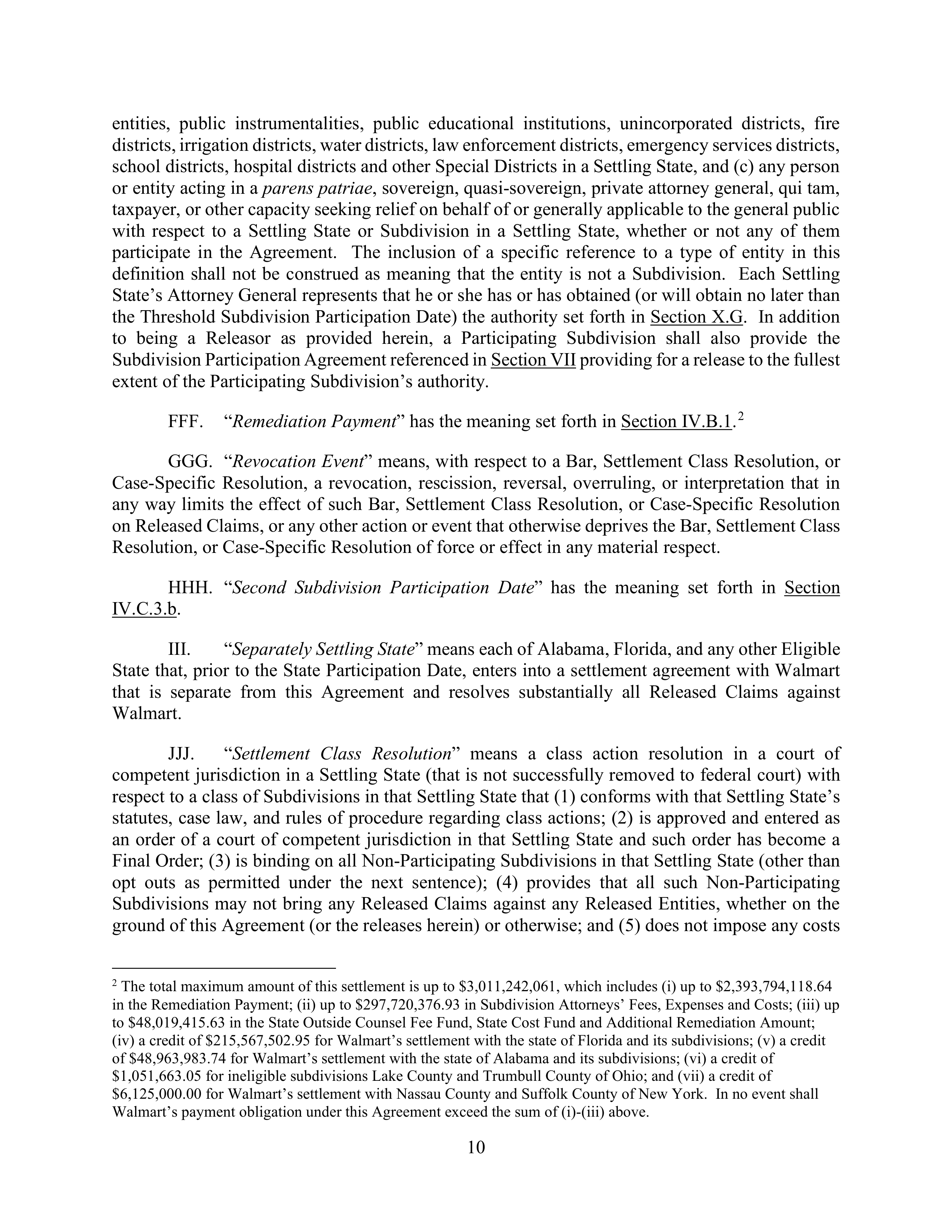 WALMART SETTLEMENT AGREEMENT — page 13