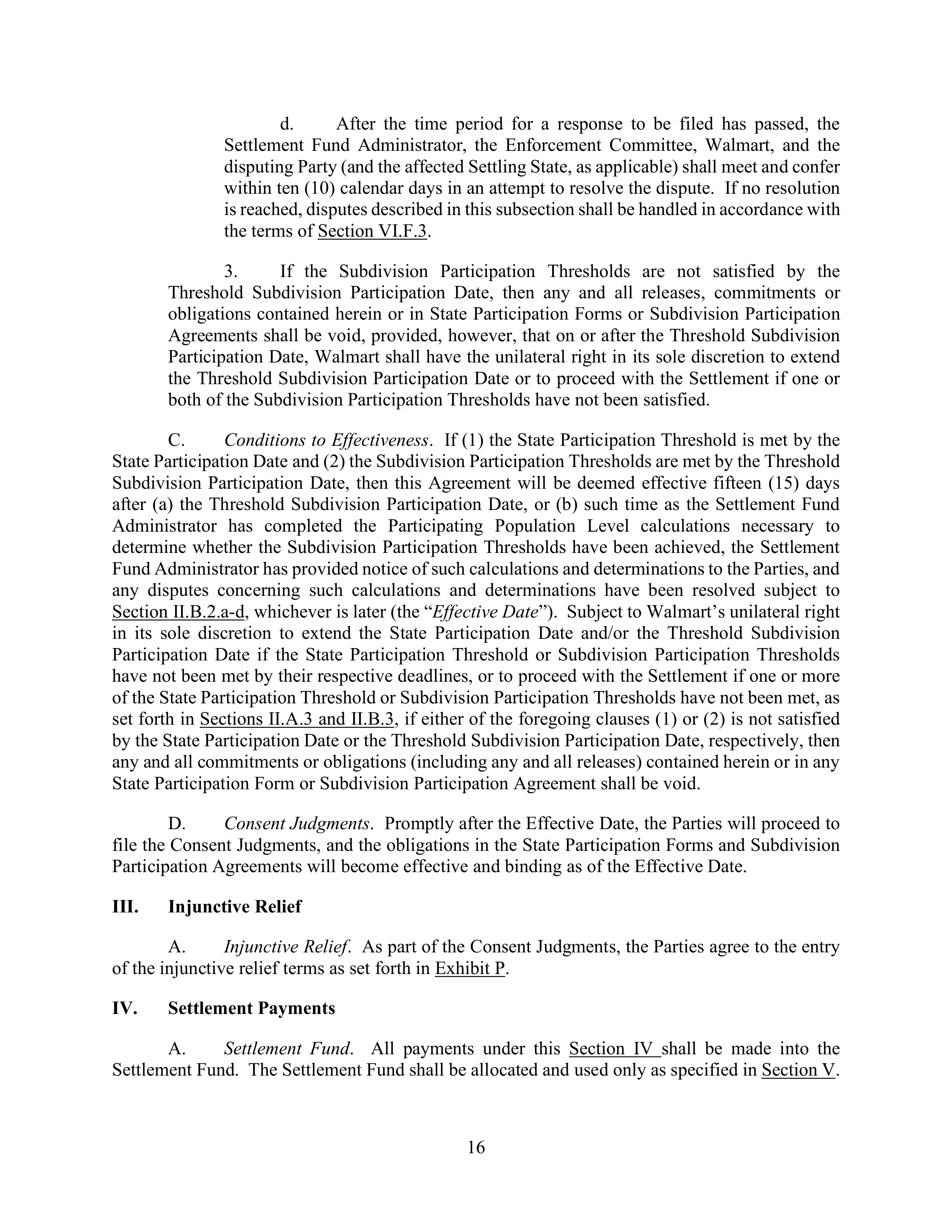 WALMART SETTLEMENT AGREEMENT — page 19