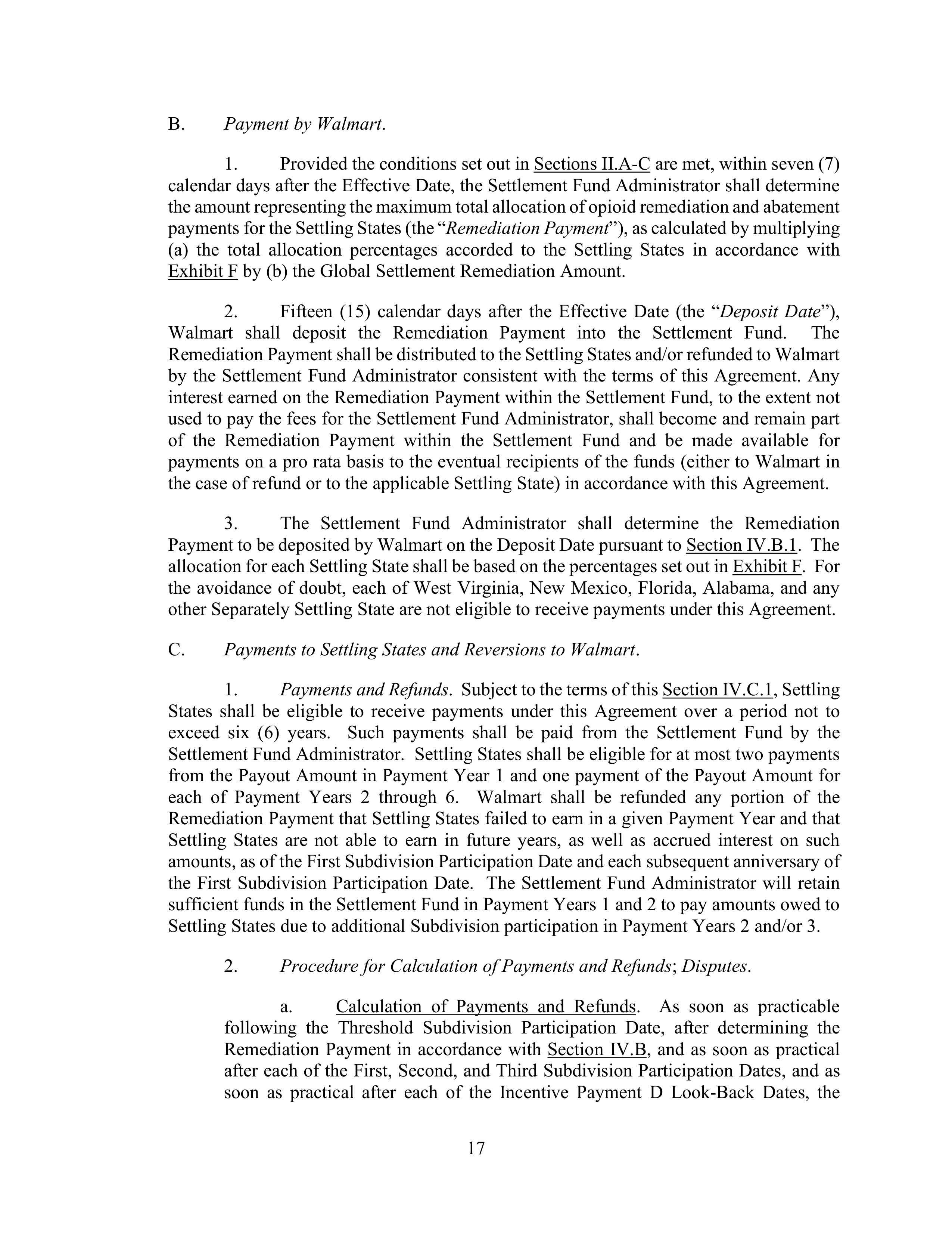 WALMART SETTLEMENT AGREEMENT — page 20