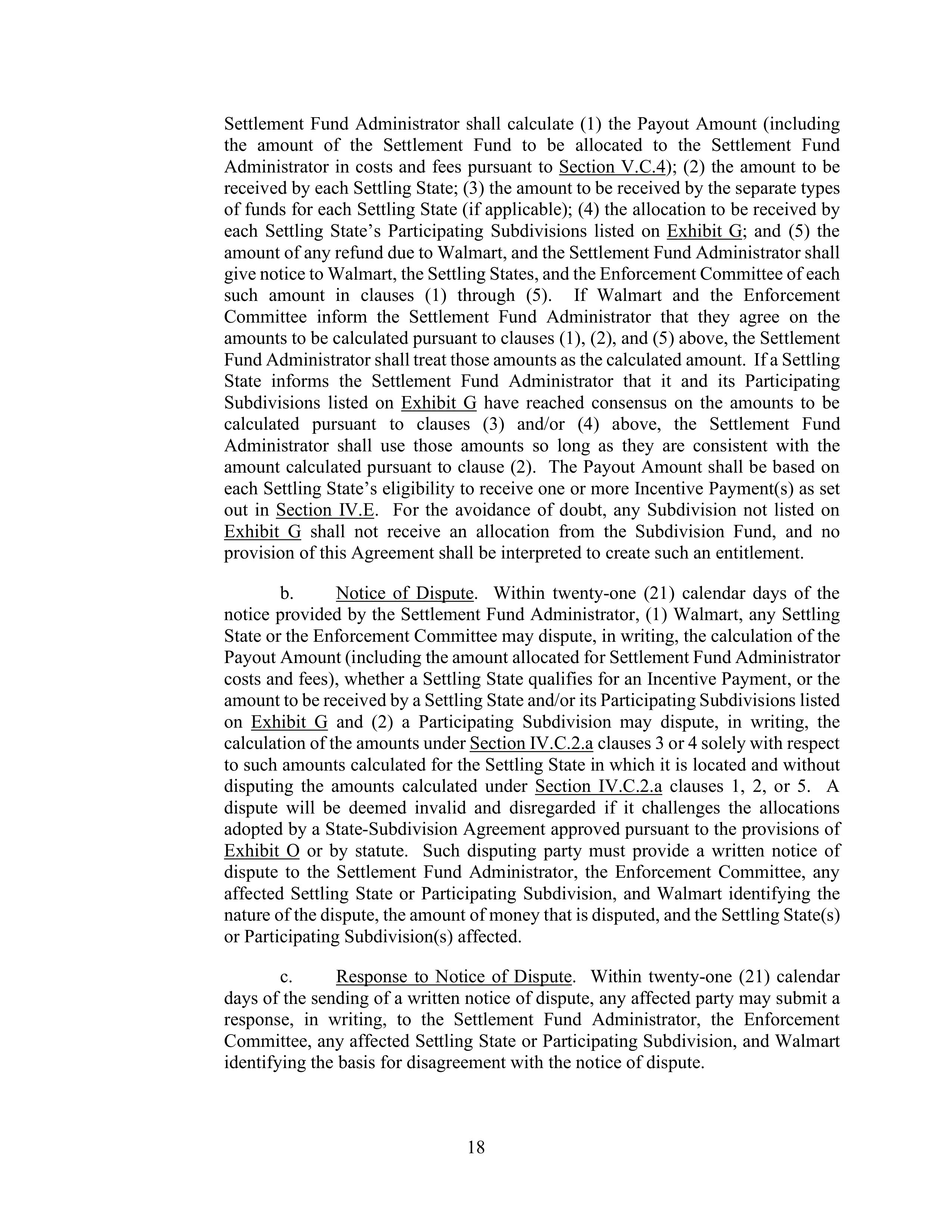 WALMART SETTLEMENT AGREEMENT — page 21