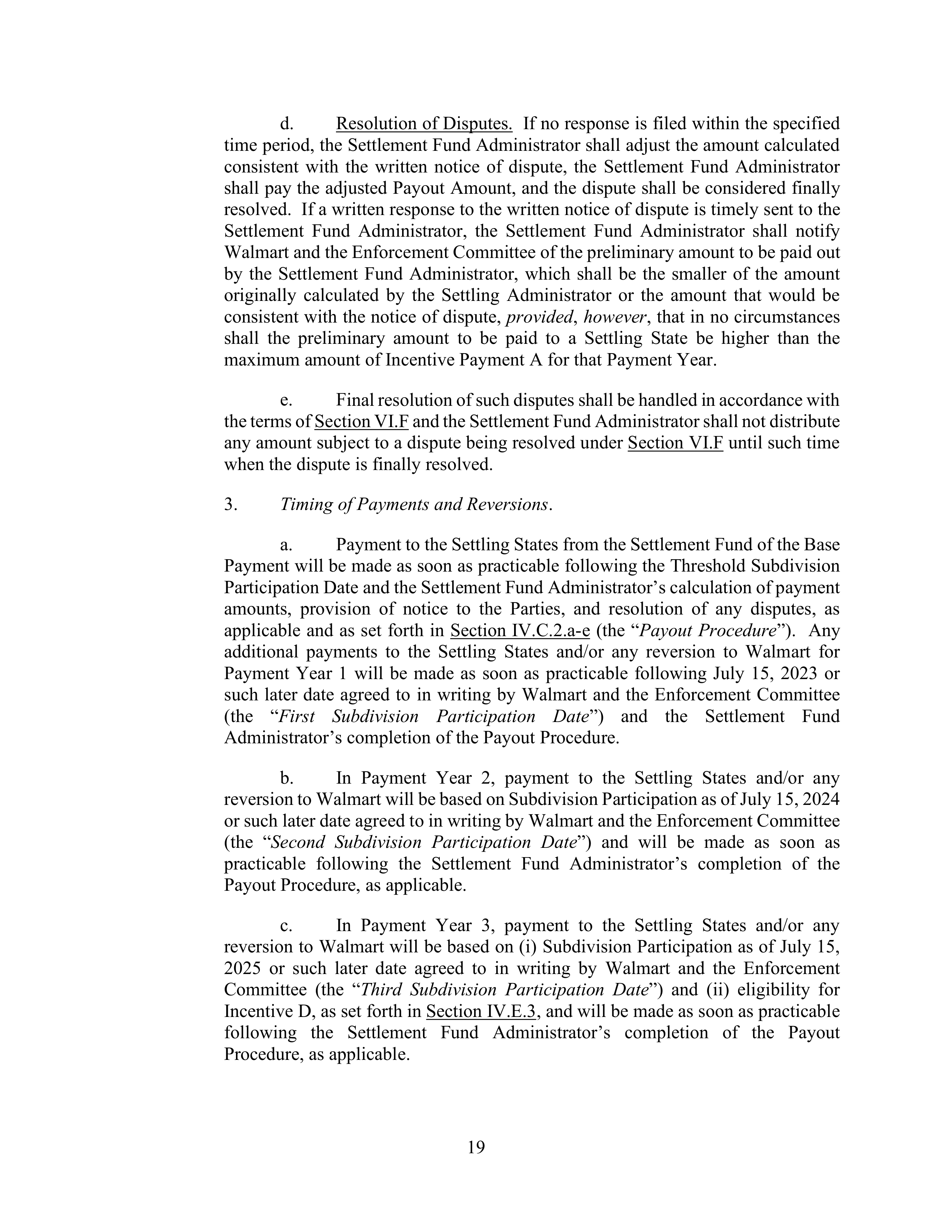 WALMART SETTLEMENT AGREEMENT — page 22