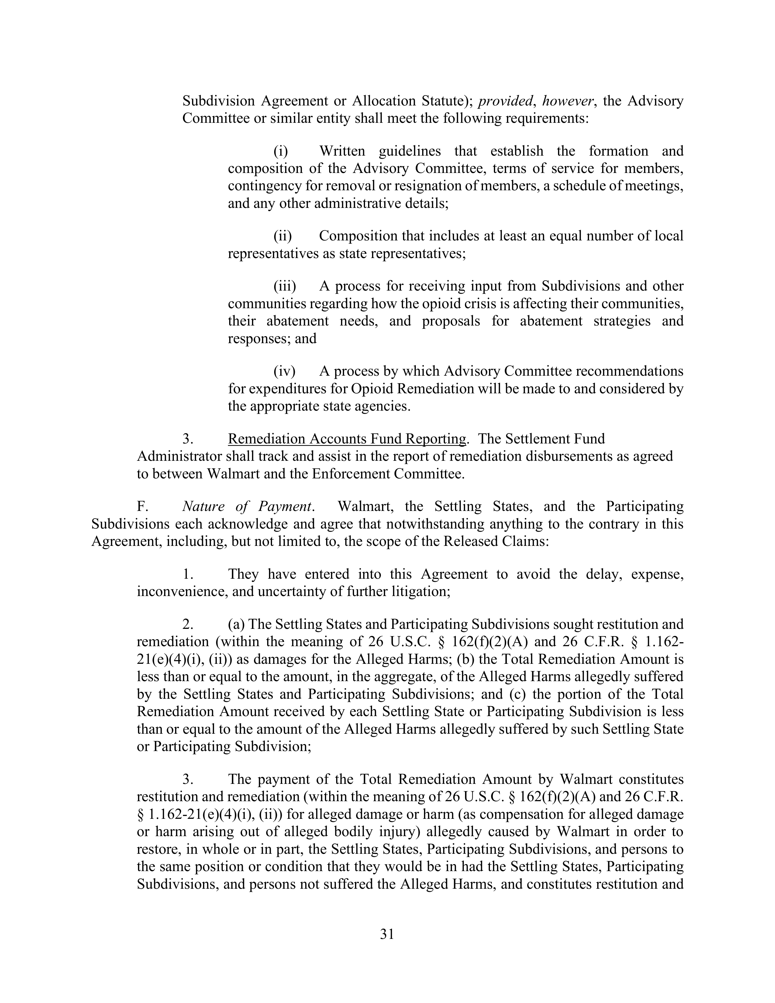 WALMART SETTLEMENT AGREEMENT — page 34