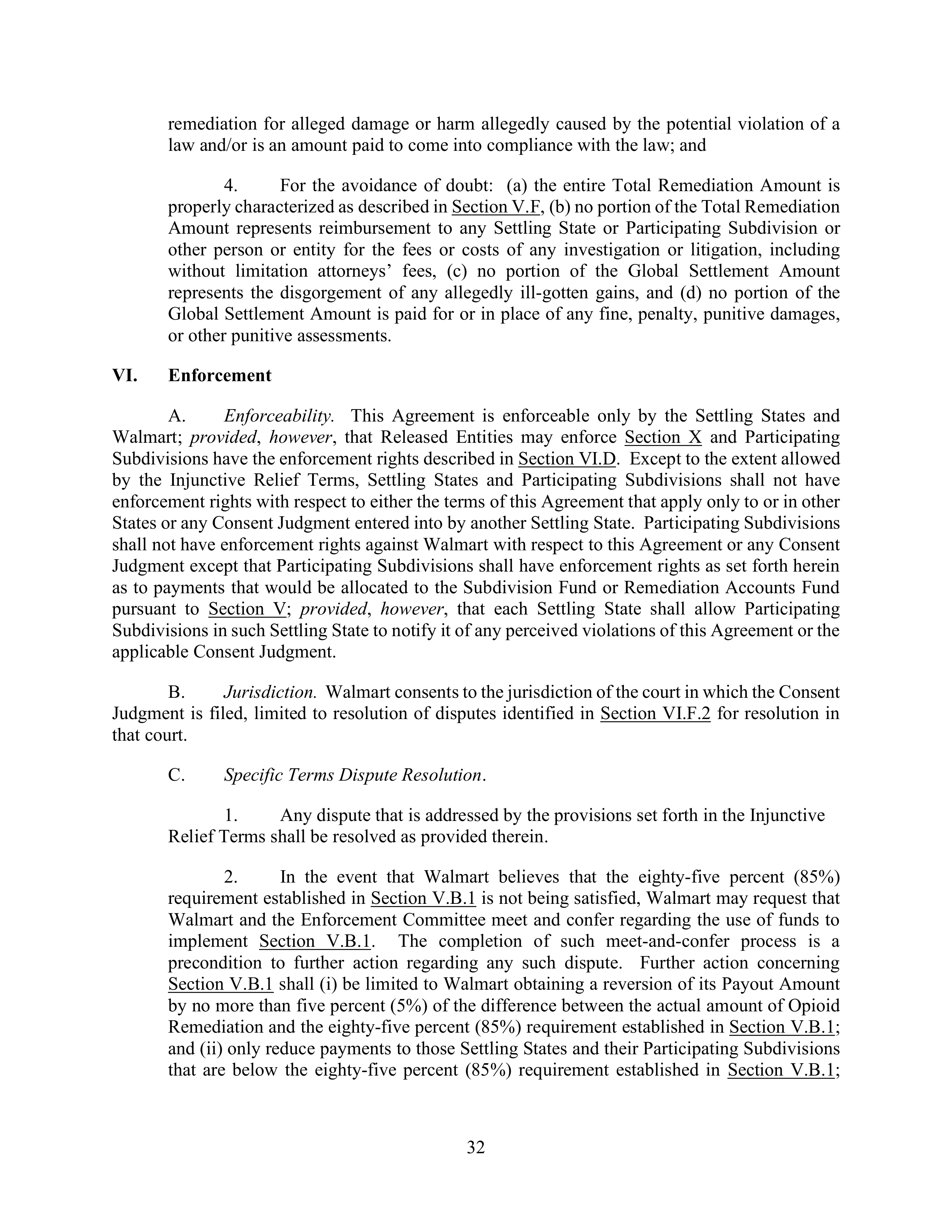WALMART SETTLEMENT AGREEMENT — page 35