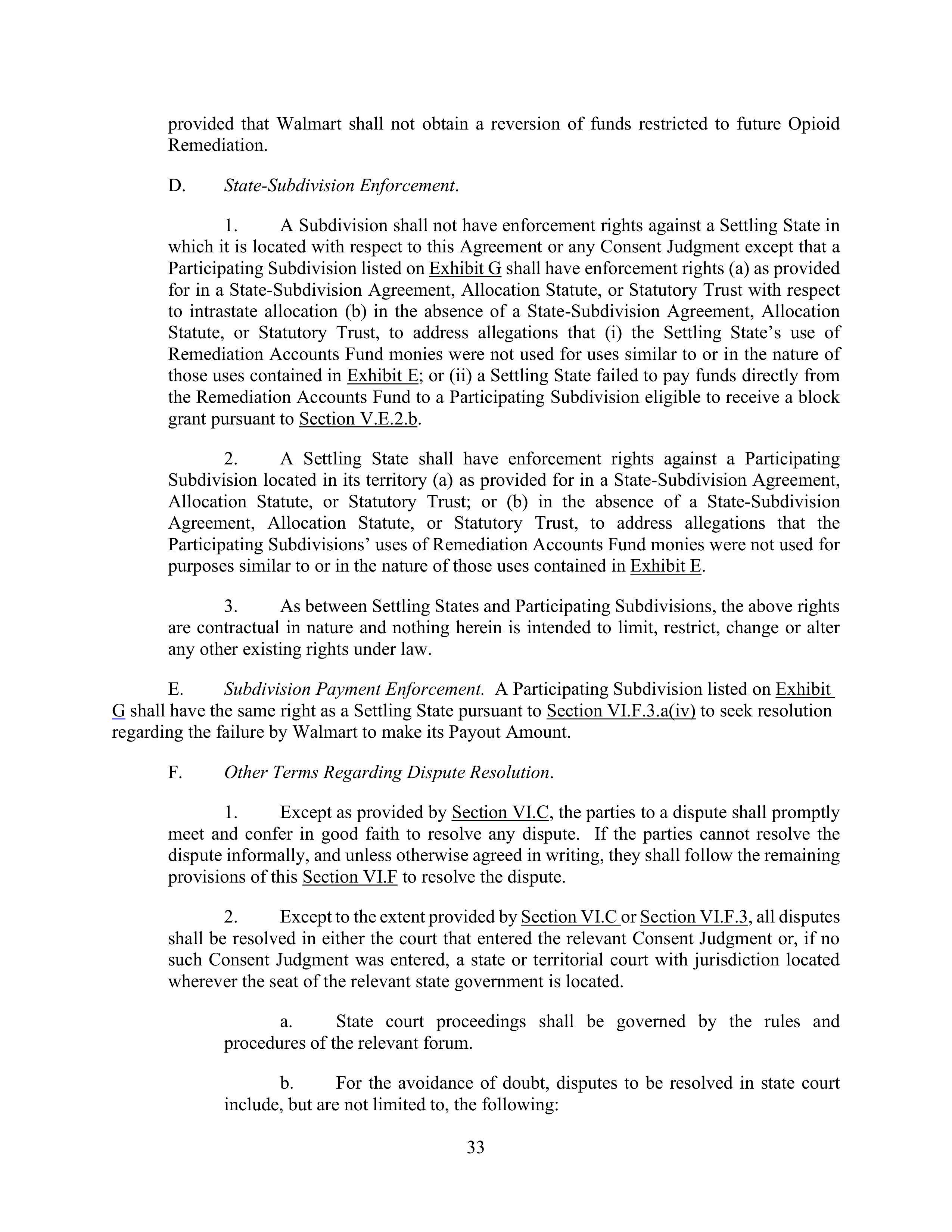 WALMART SETTLEMENT AGREEMENT — page 36