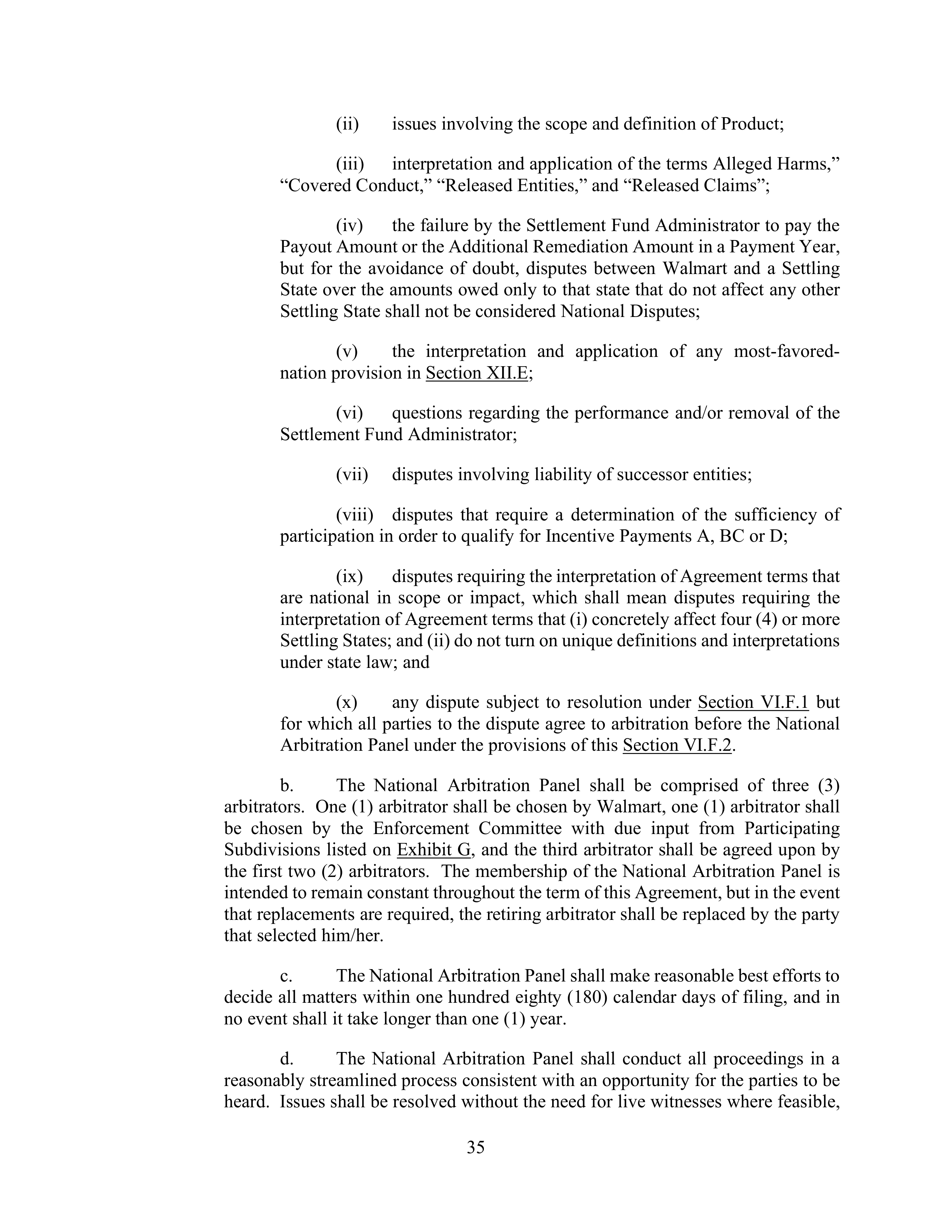 WALMART SETTLEMENT AGREEMENT — page 38