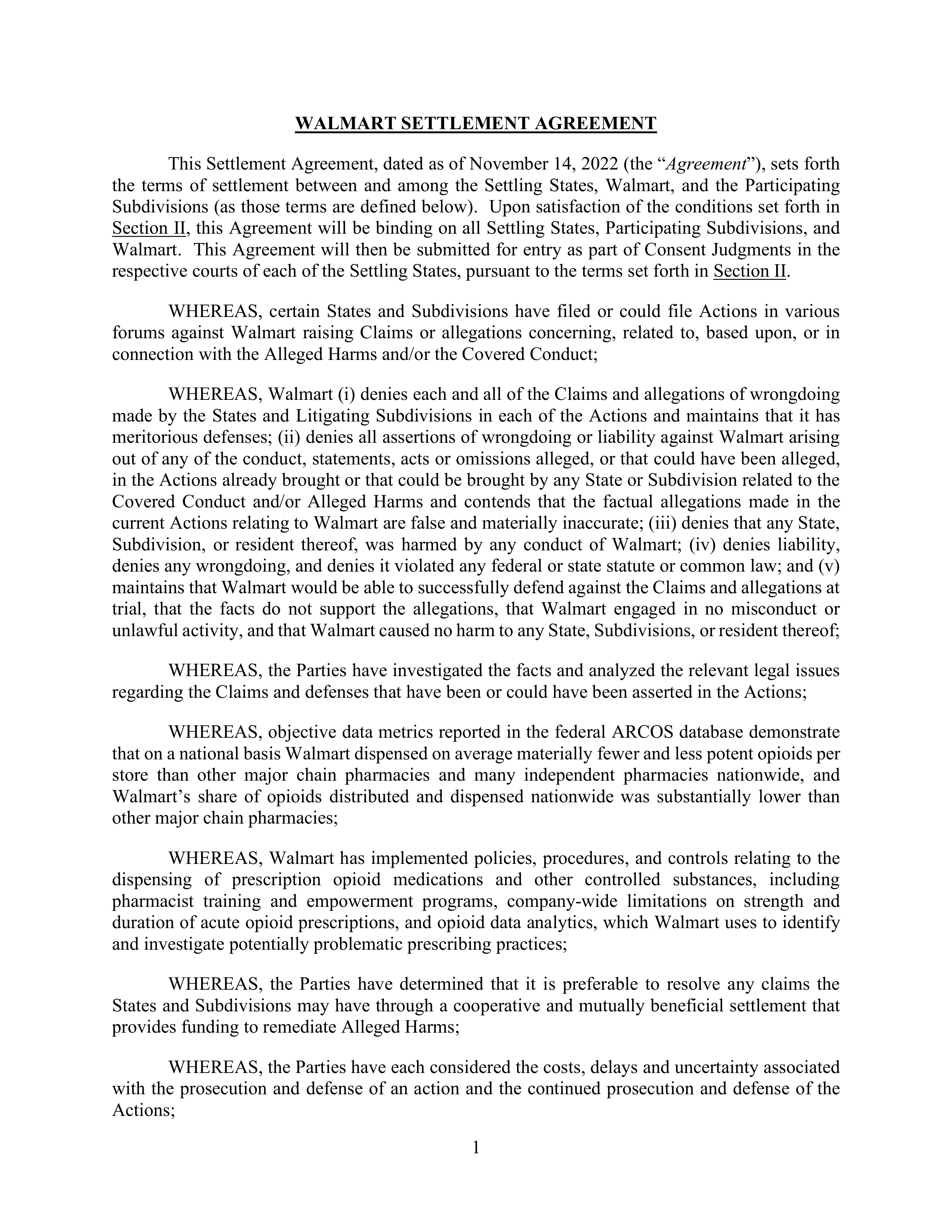 WALMART SETTLEMENT AGREEMENT — page 4