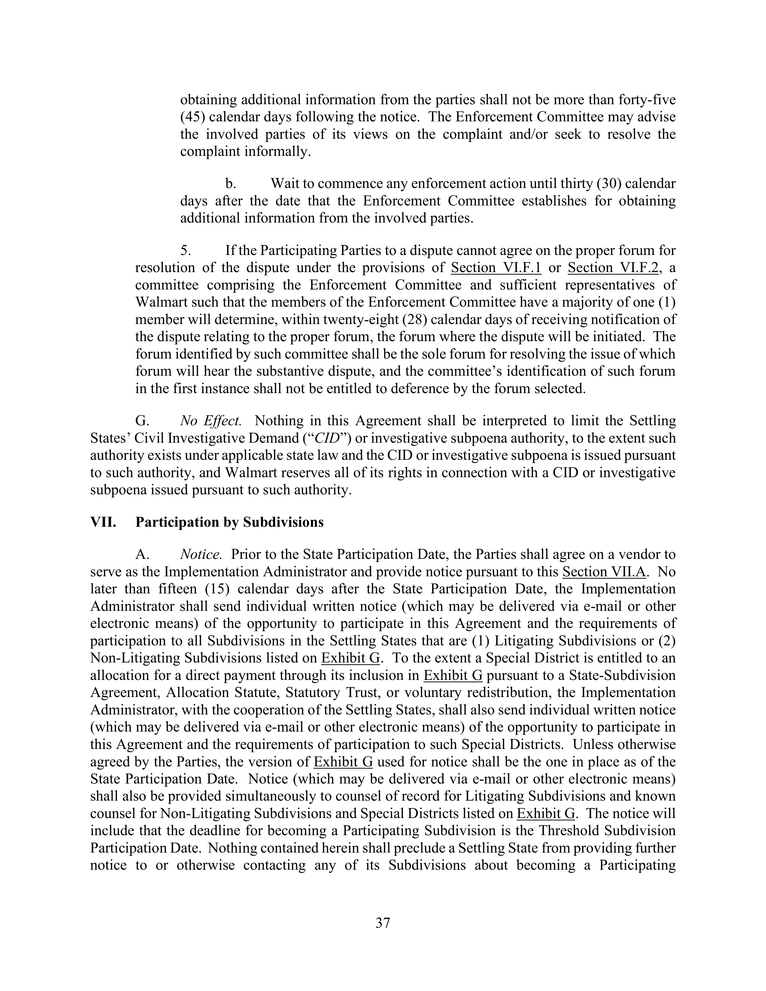 WALMART SETTLEMENT AGREEMENT — page 40