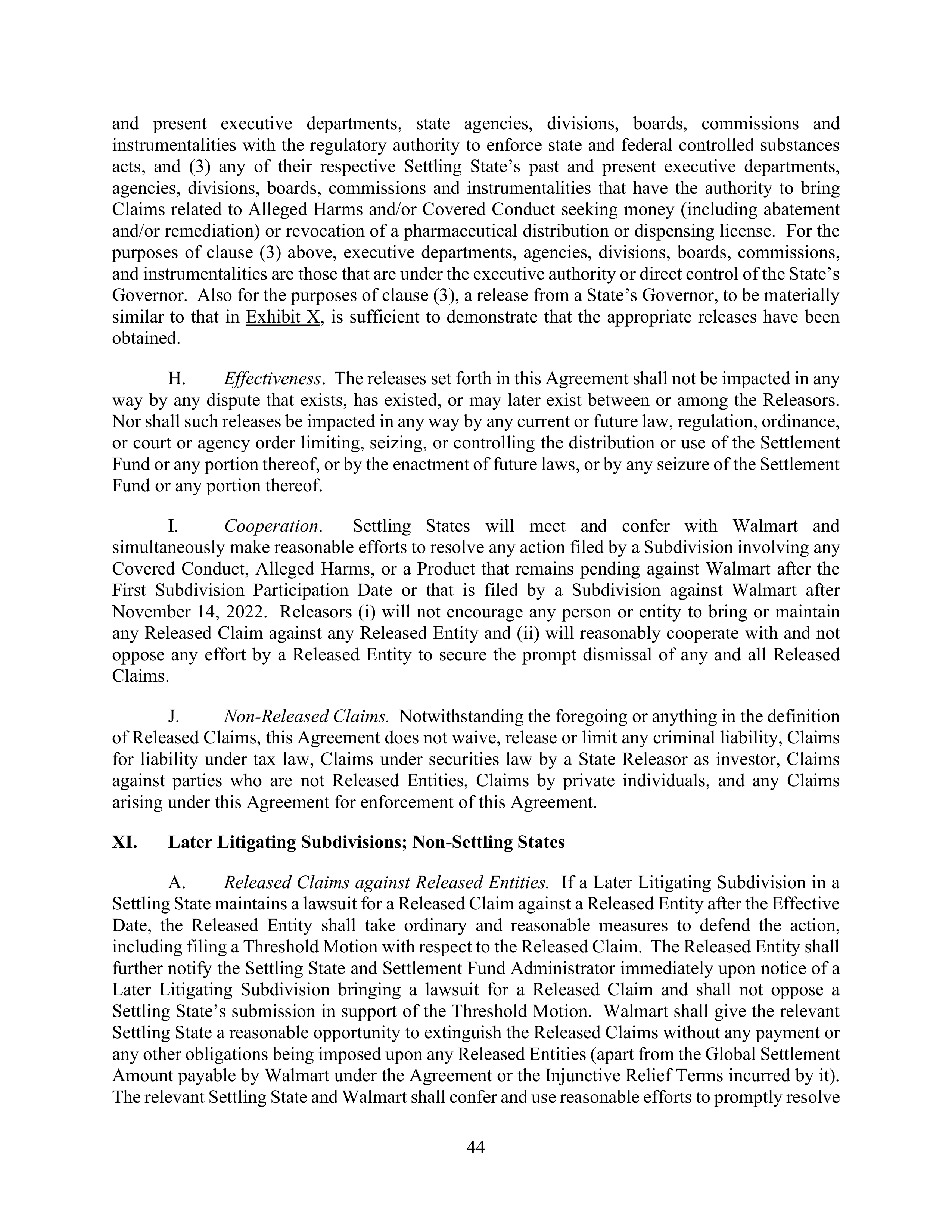WALMART SETTLEMENT AGREEMENT — page 47