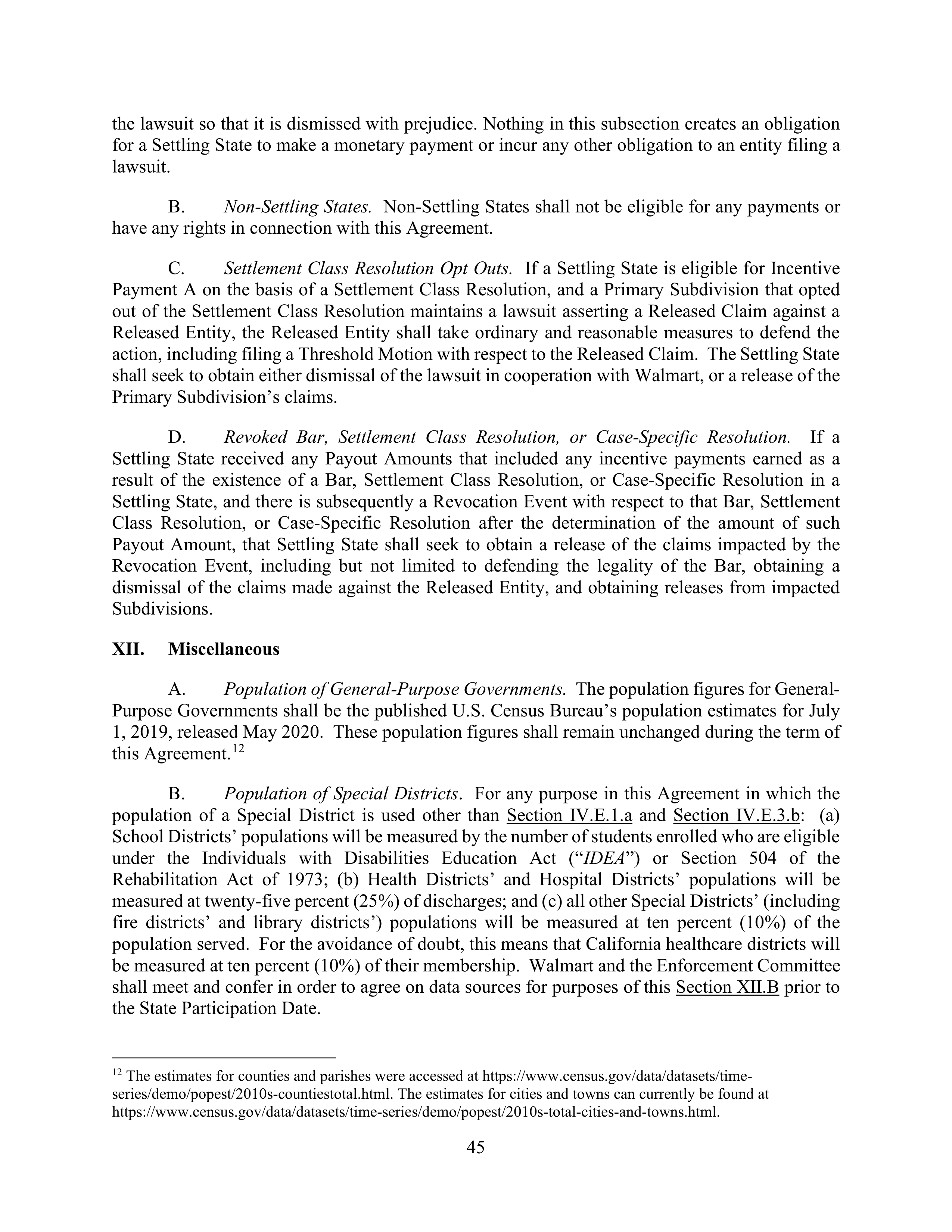 WALMART SETTLEMENT AGREEMENT — page 48
