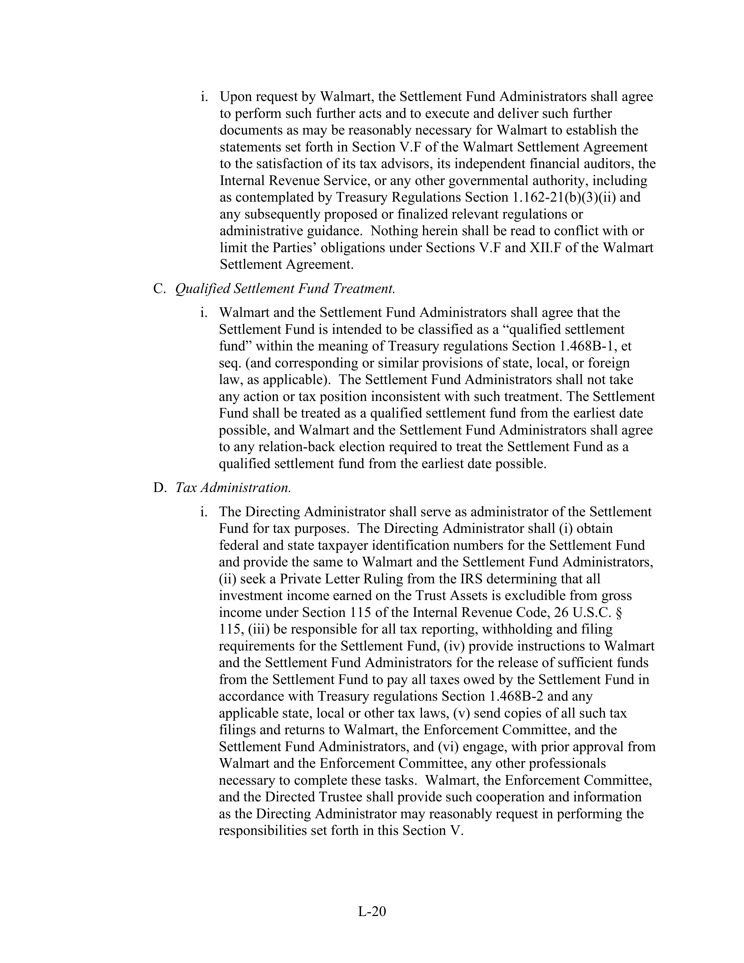 WALMART SETTLEMENT AGREEMENT — page 484