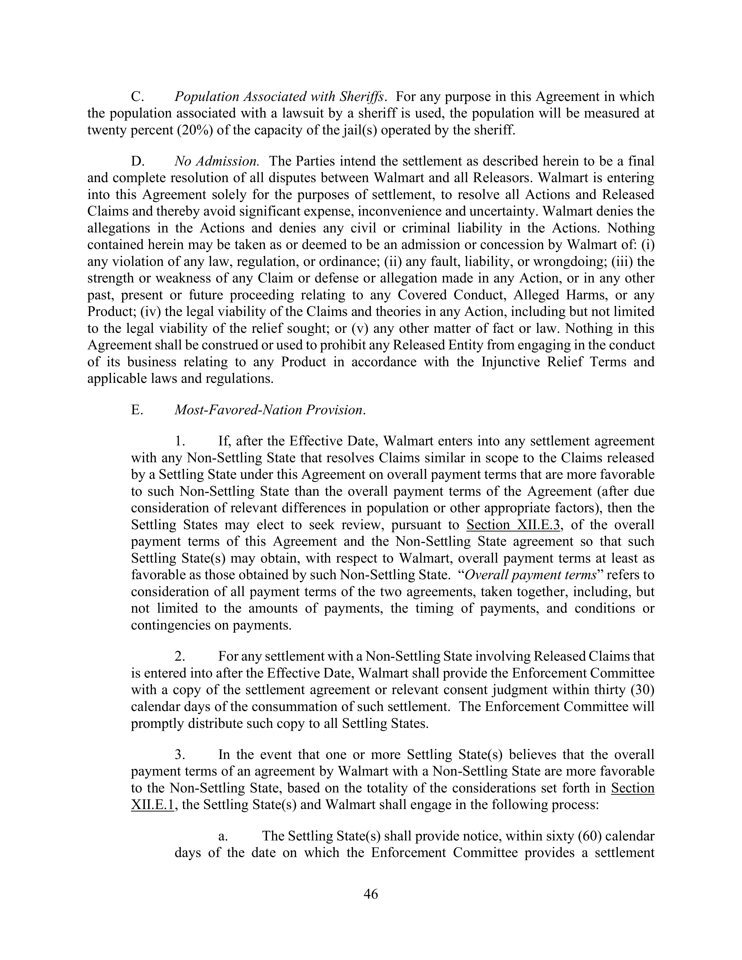 WALMART SETTLEMENT AGREEMENT — page 49