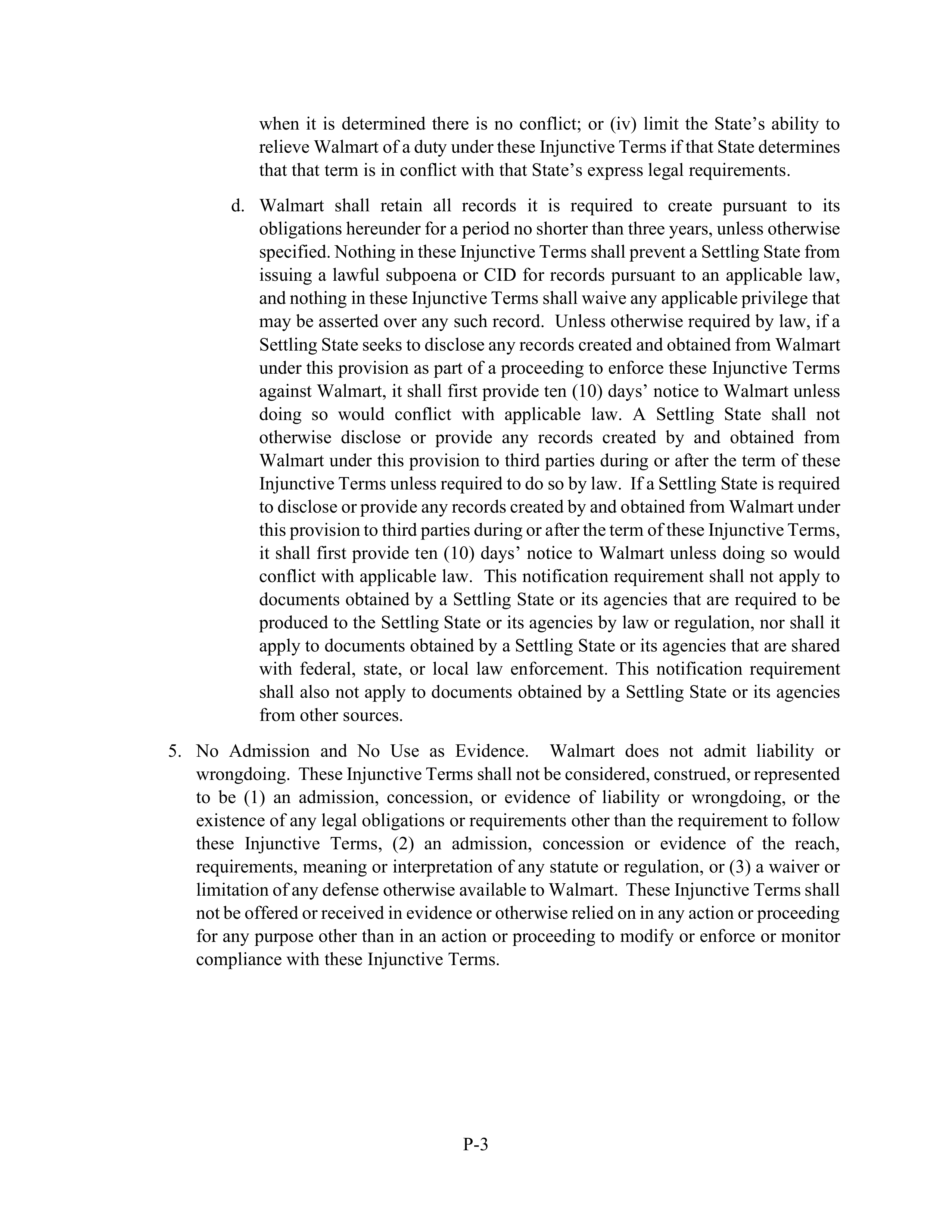 WALMART SETTLEMENT AGREEMENT — page 492