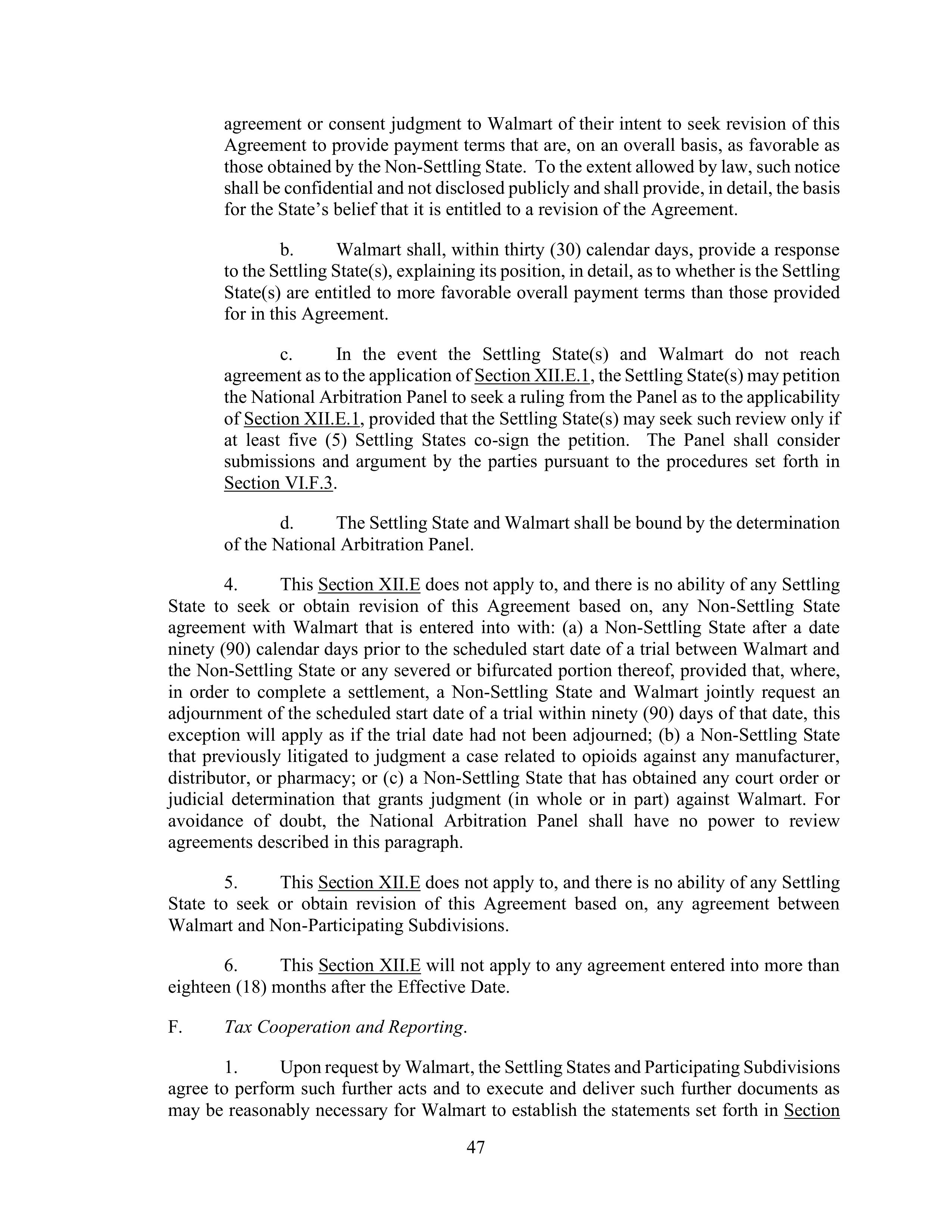 WALMART SETTLEMENT AGREEMENT — page 50
