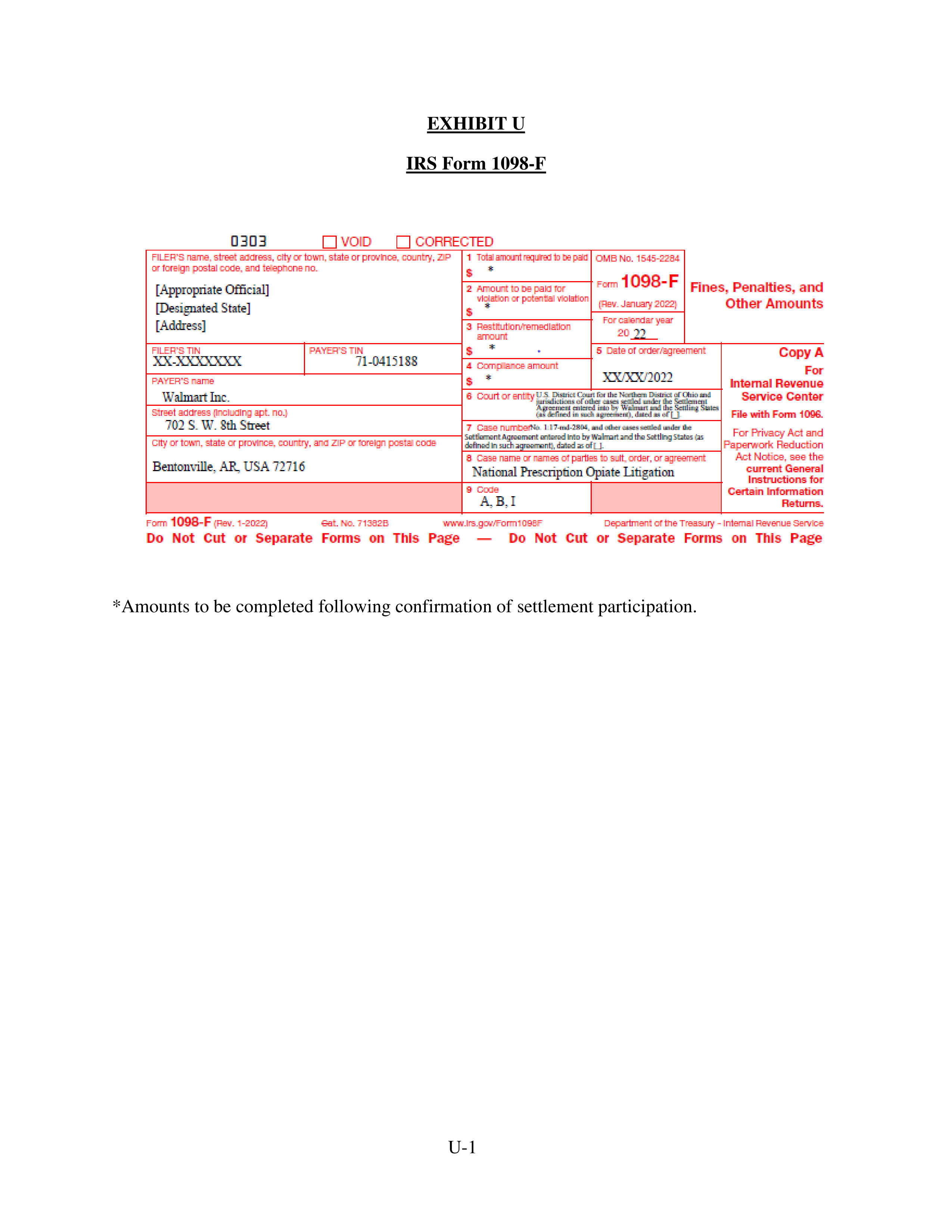 WALMART SETTLEMENT AGREEMENT — page 551