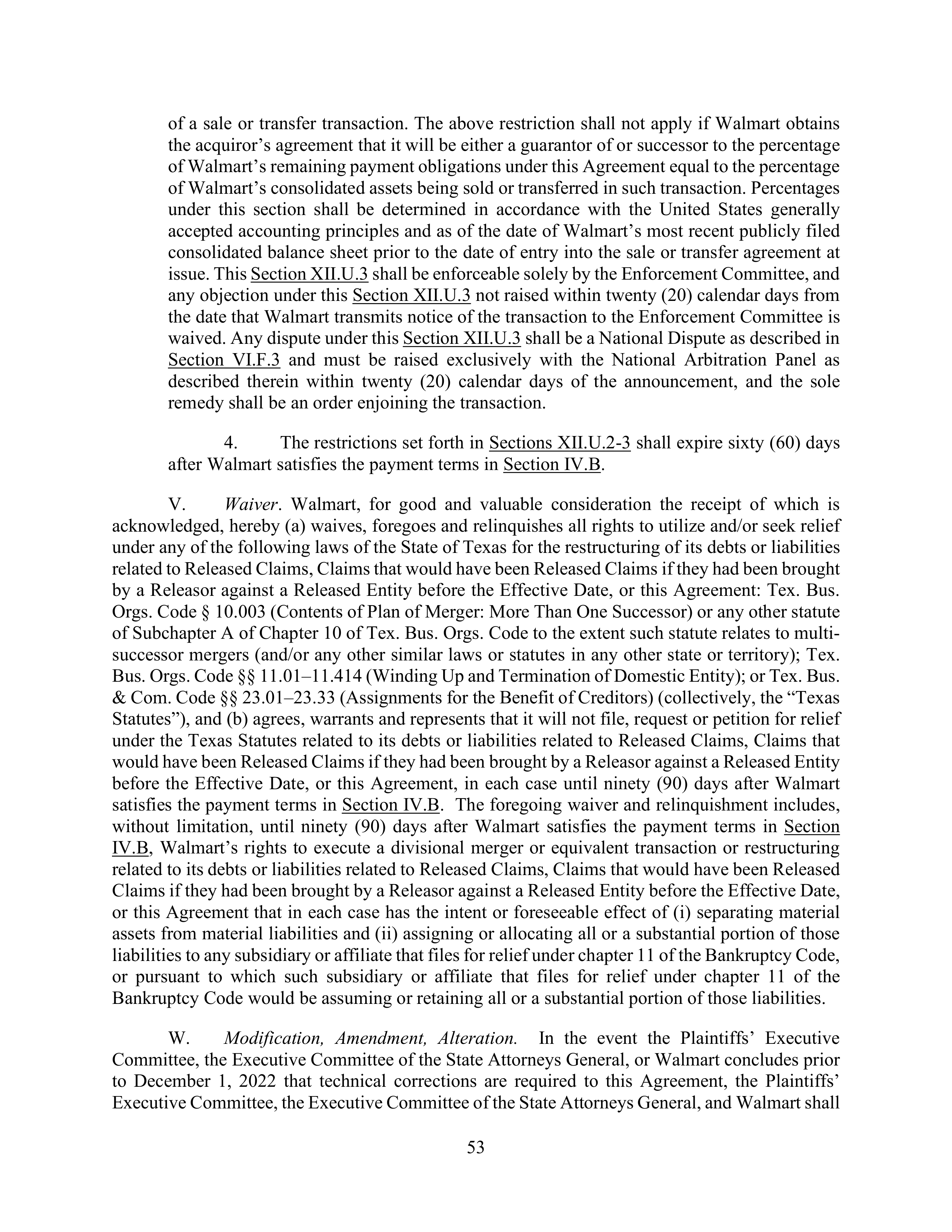 WALMART SETTLEMENT AGREEMENT — page 56