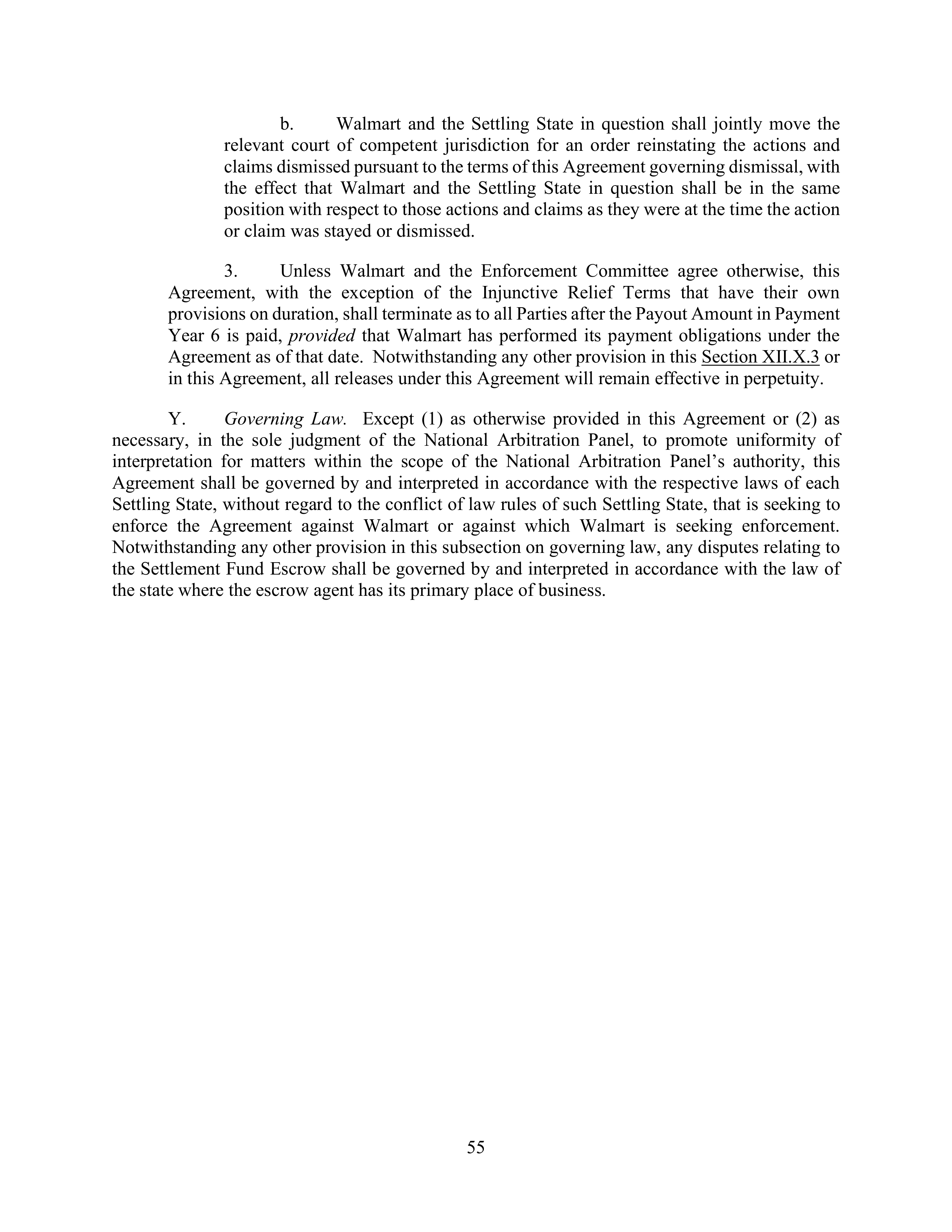 WALMART SETTLEMENT AGREEMENT — page 58