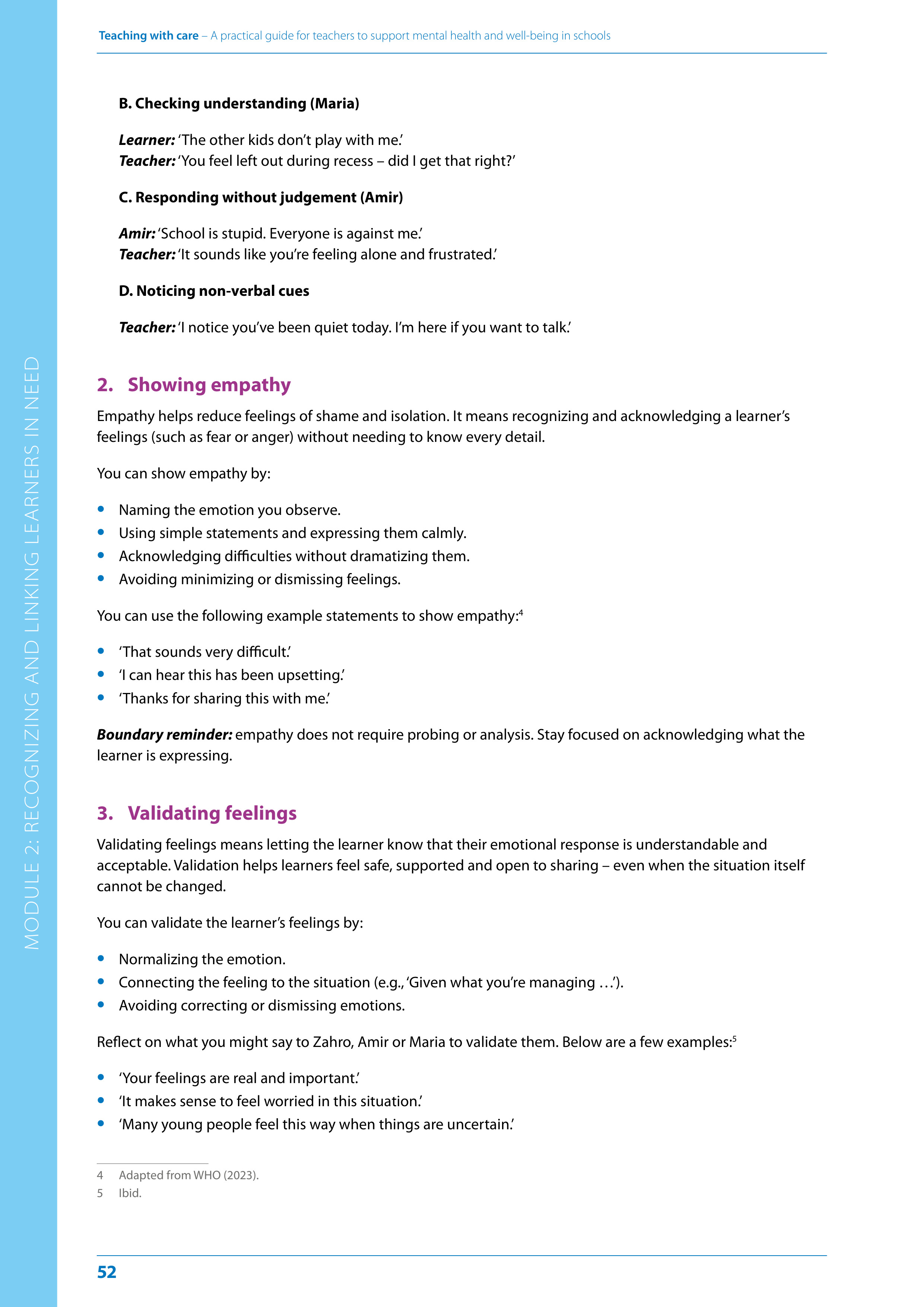 WHO Teaching with Care Guide — page 52