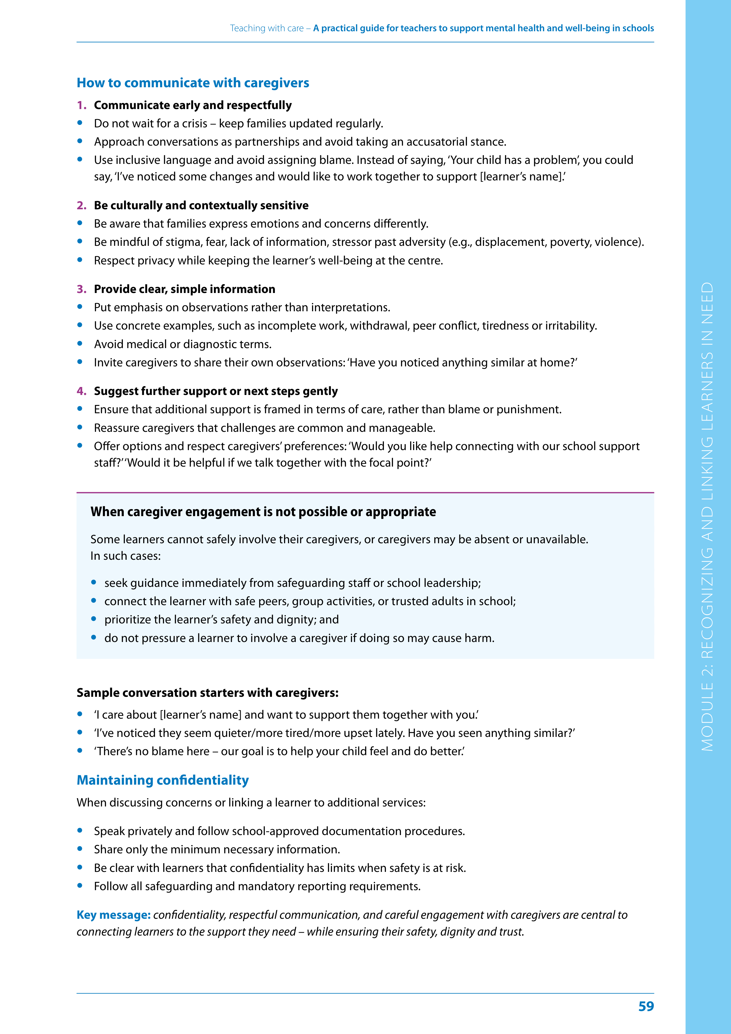 WHO Teaching with Care Guide — page 59