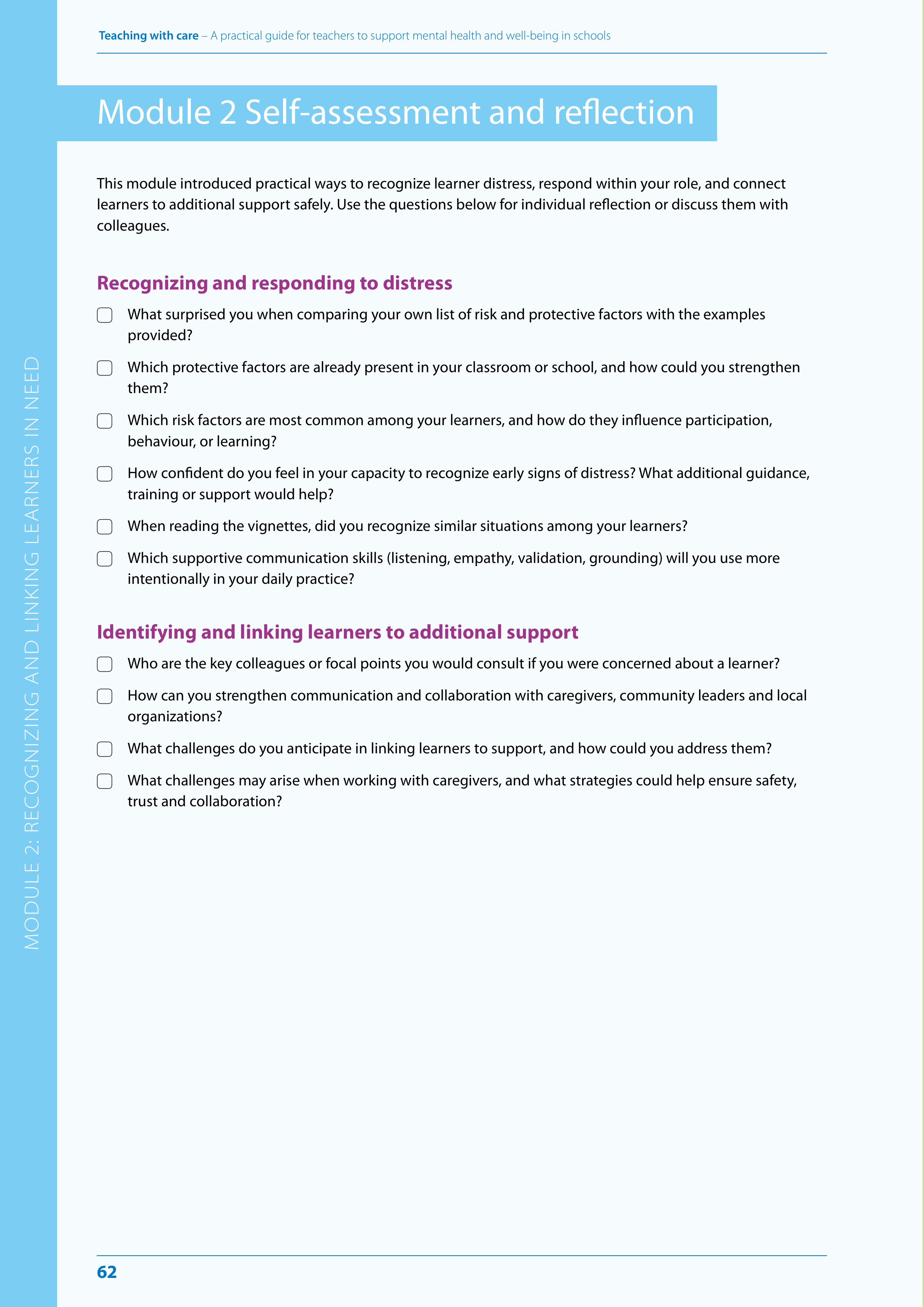 WHO Teaching with Care Guide — page 62