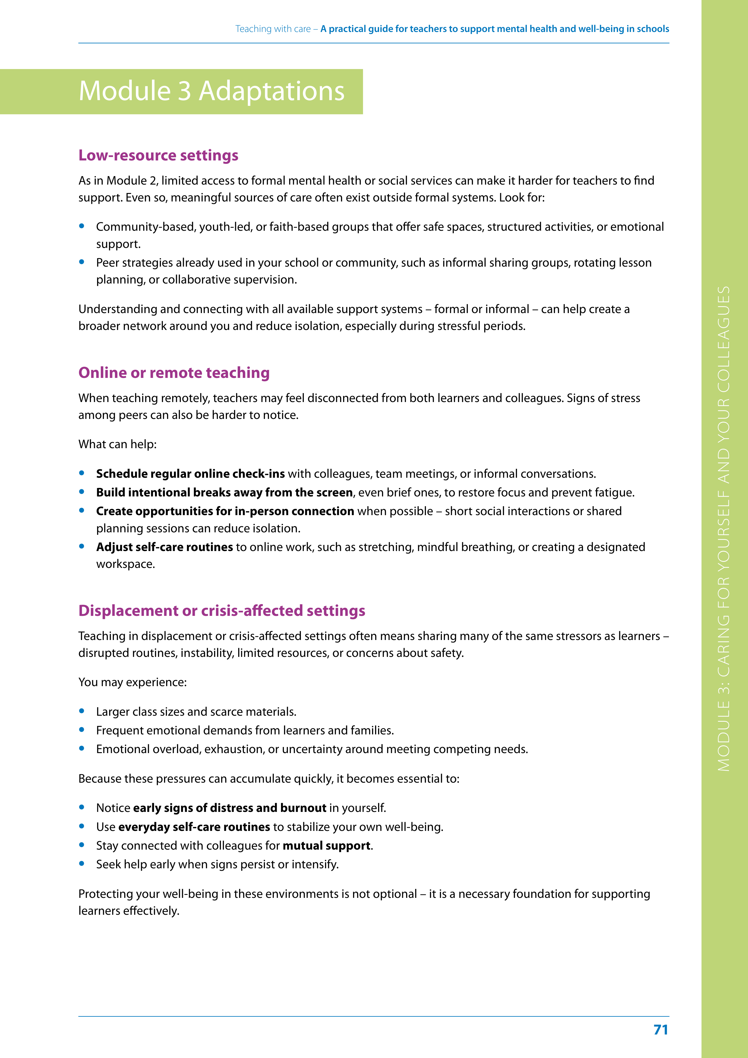 WHO Teaching with Care Guide — page 71