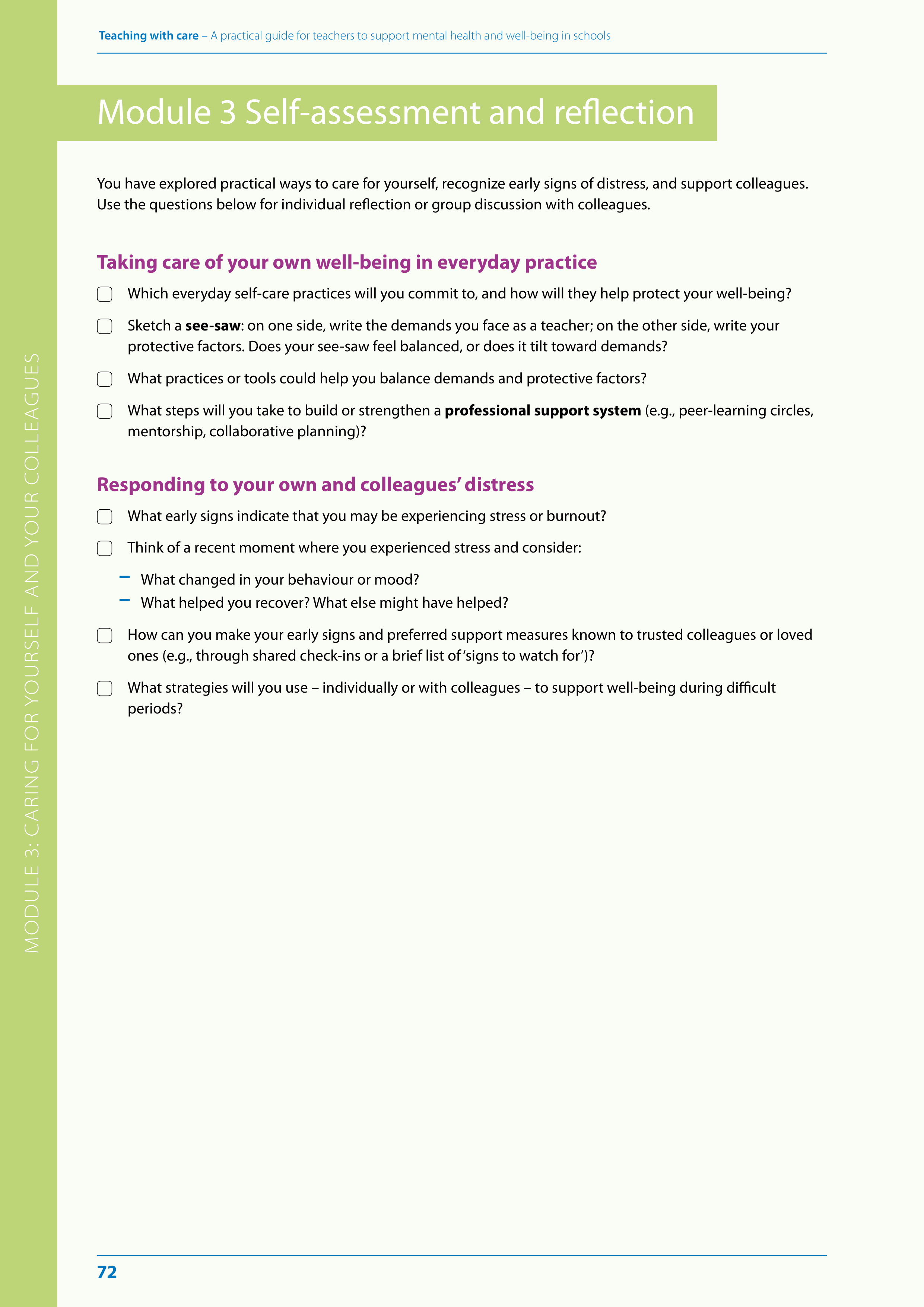 WHO Teaching with Care Guide — page 72