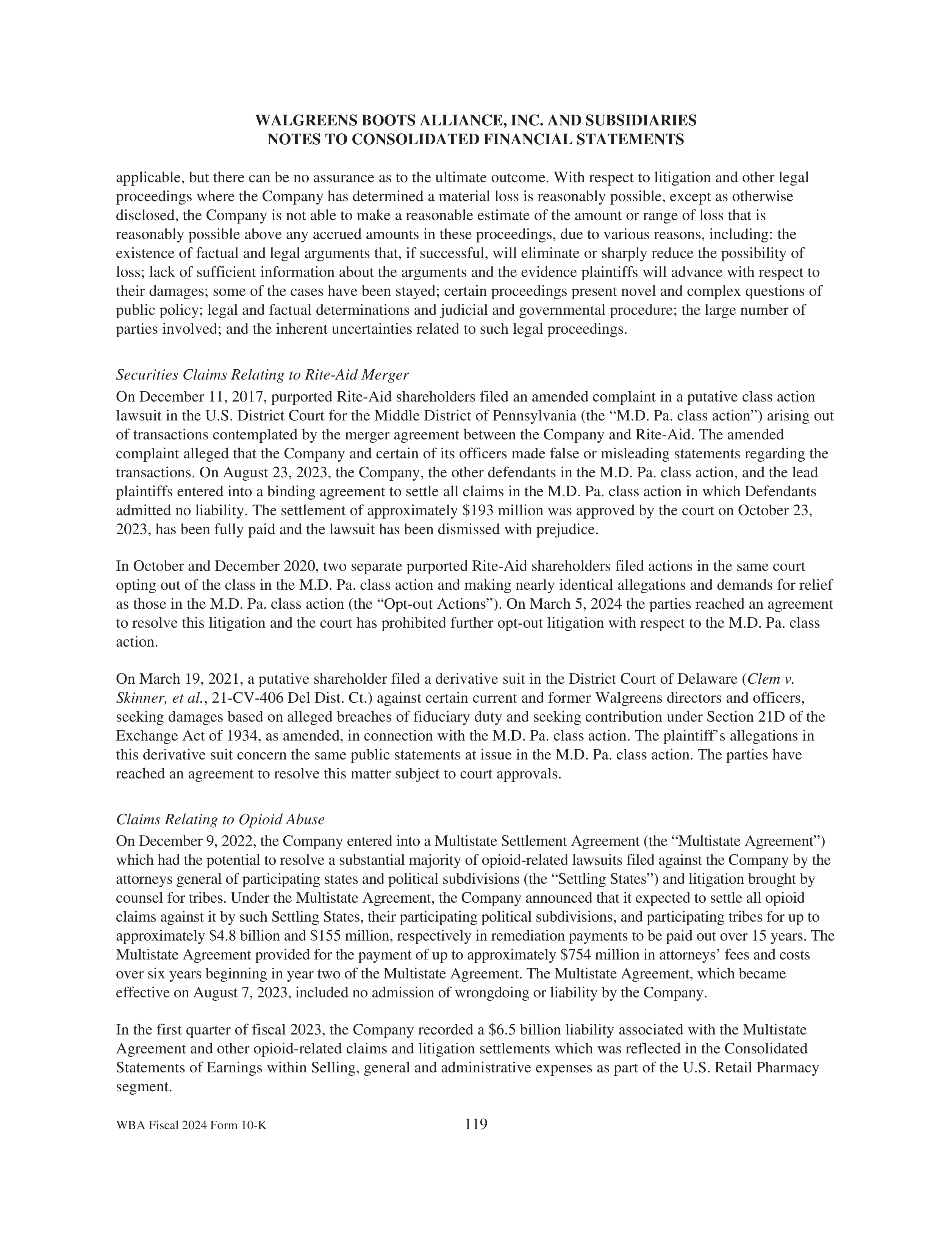 Walgreens Boots Alliance Annual Report — page 123