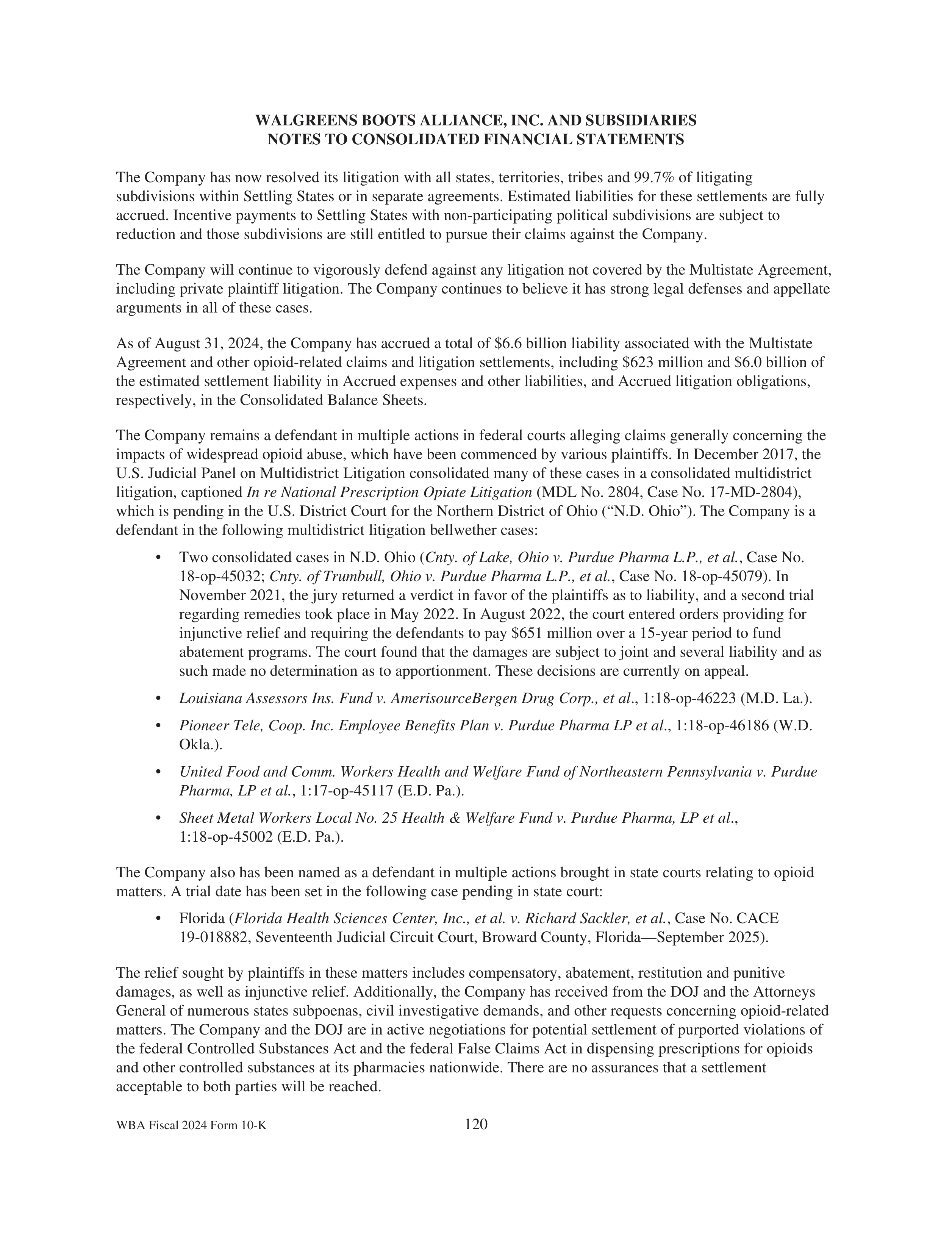 Walgreens Boots Alliance Annual Report — page 124