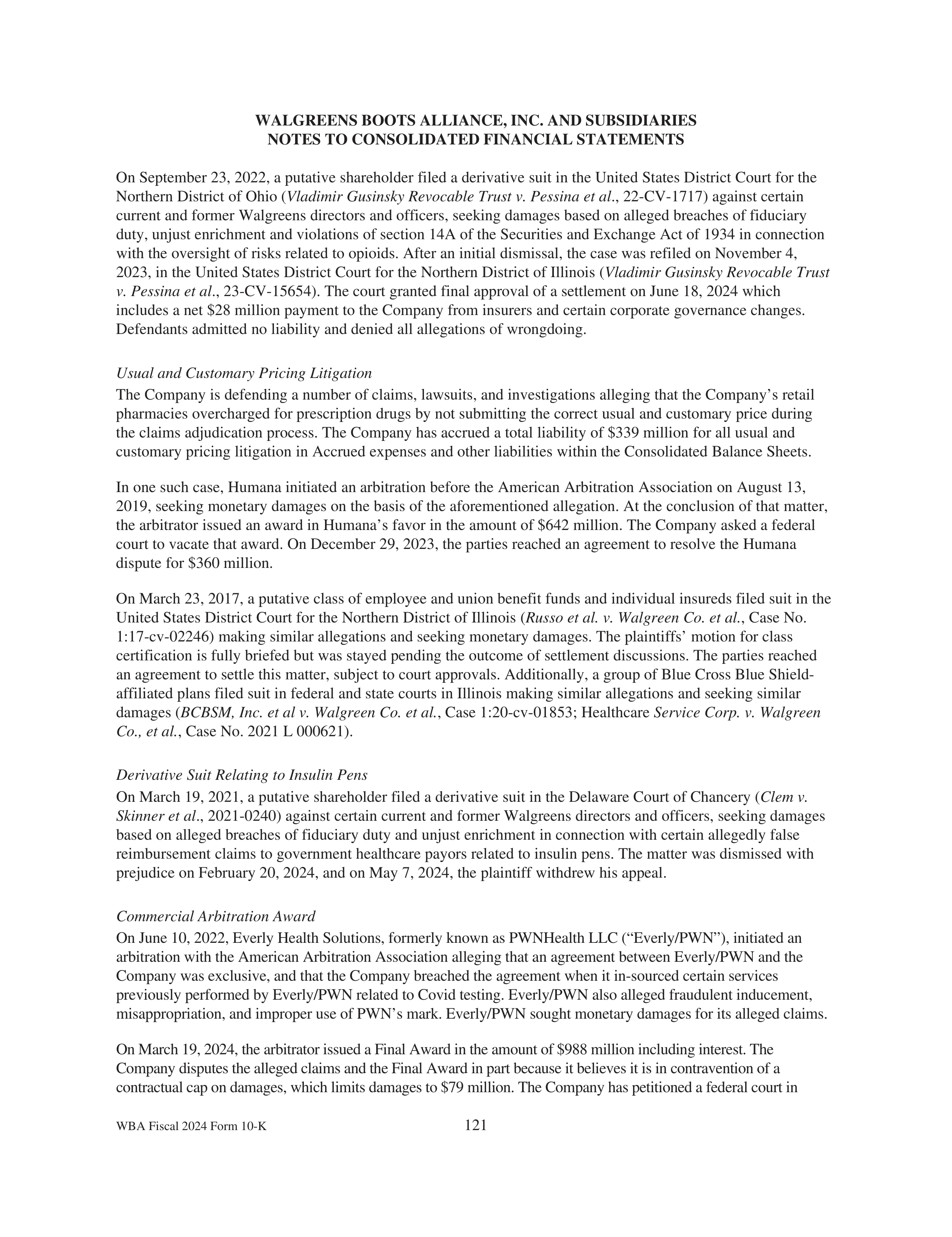 Walgreens Boots Alliance Annual Report — page 125