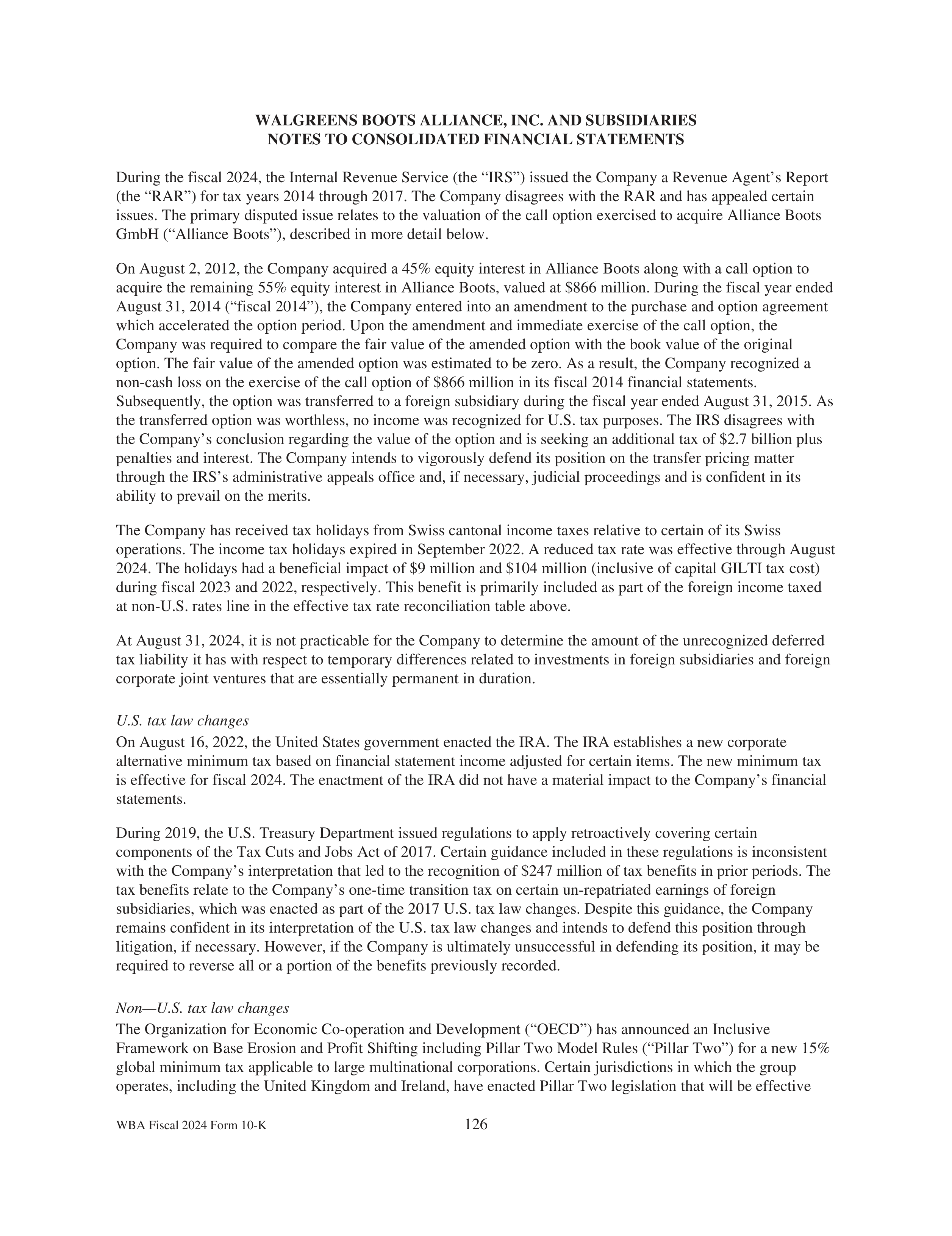 Walgreens Boots Alliance Annual Report — page 130