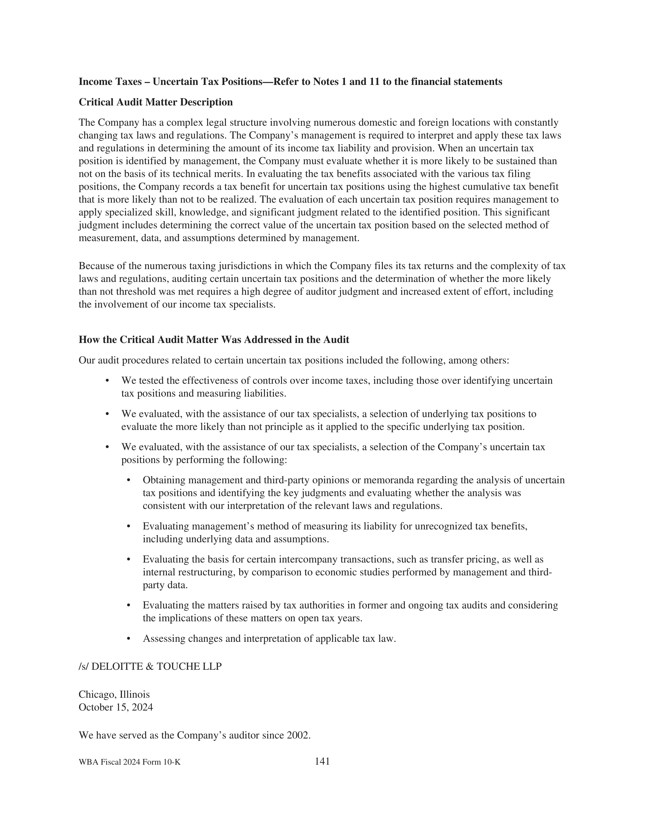 Walgreens Boots Alliance Annual Report — page 145