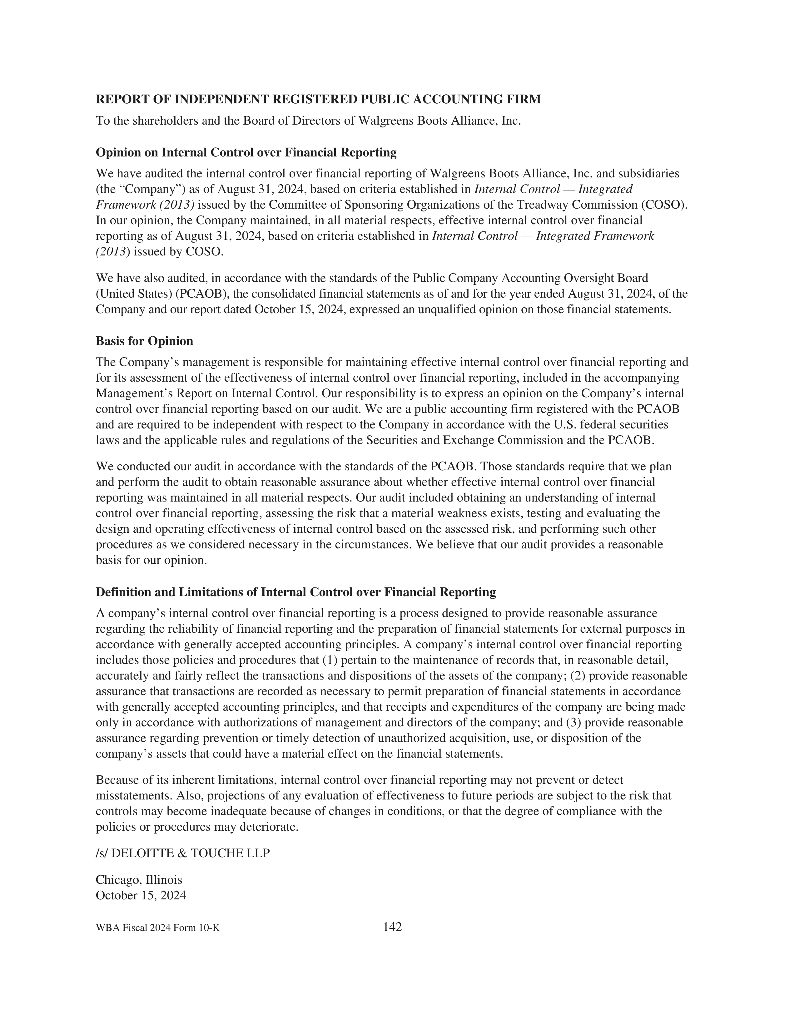 Walgreens Boots Alliance Annual Report — page 146