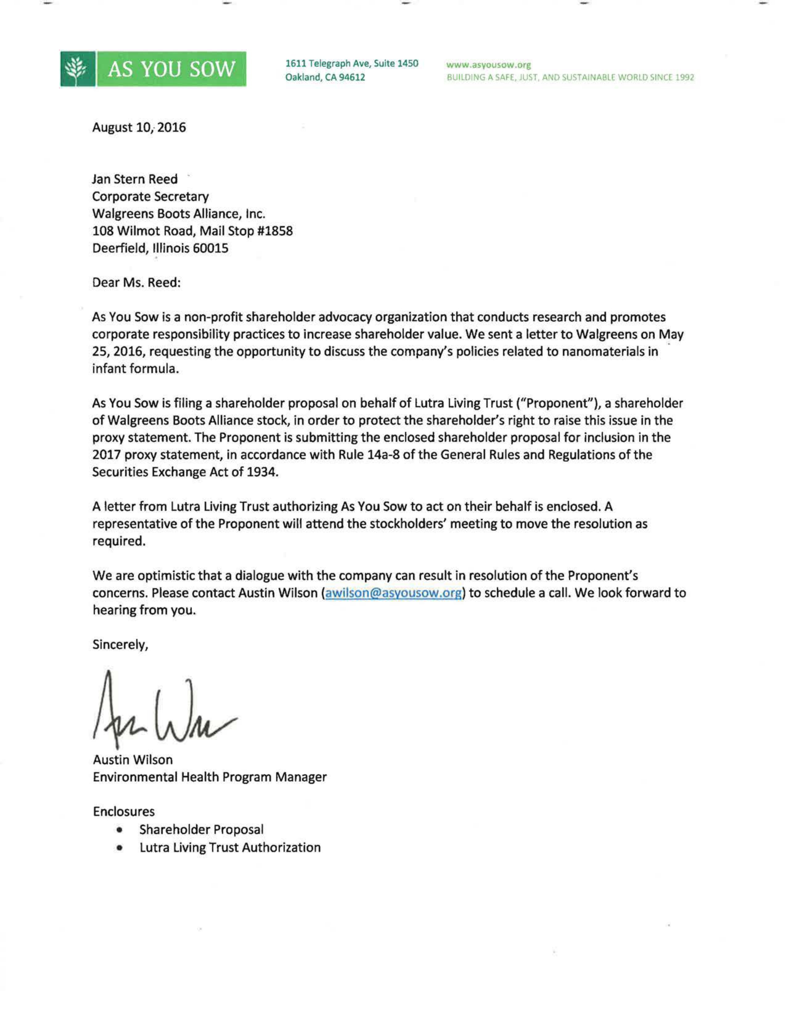 Walgreens Boots Alliance Proposal  — page 10