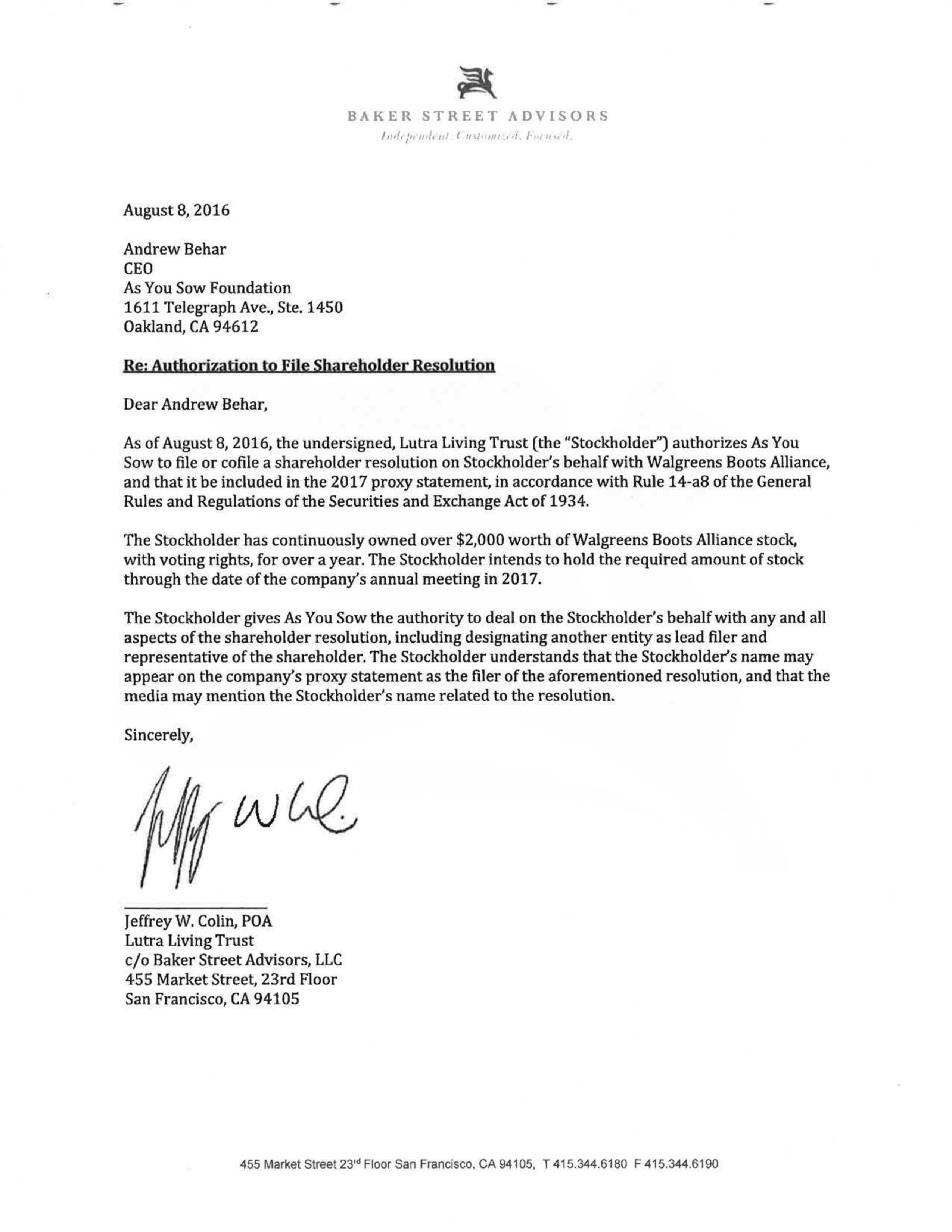 Walgreens Boots Alliance Proposal  — page 12