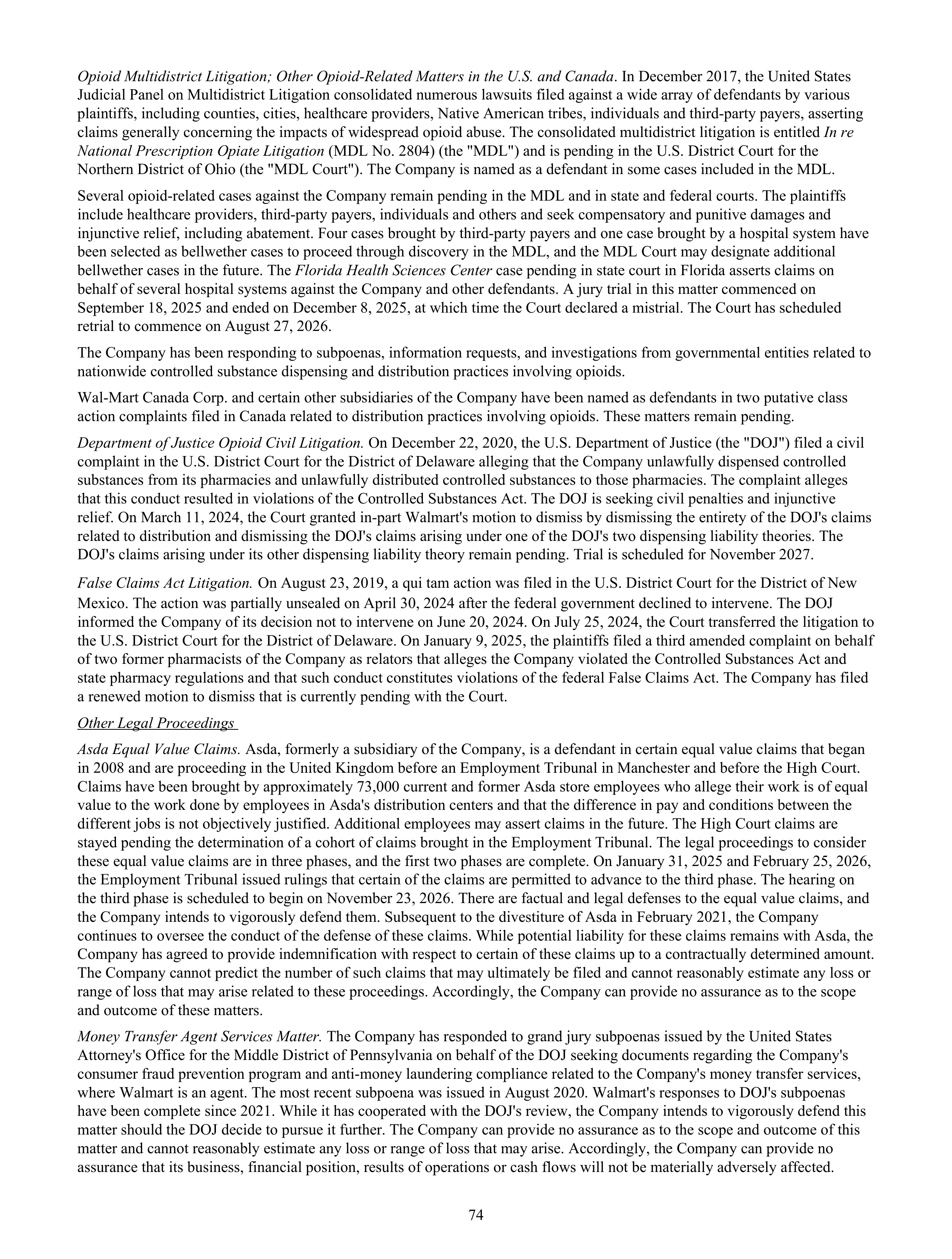 Walmart Annual Report — page 76