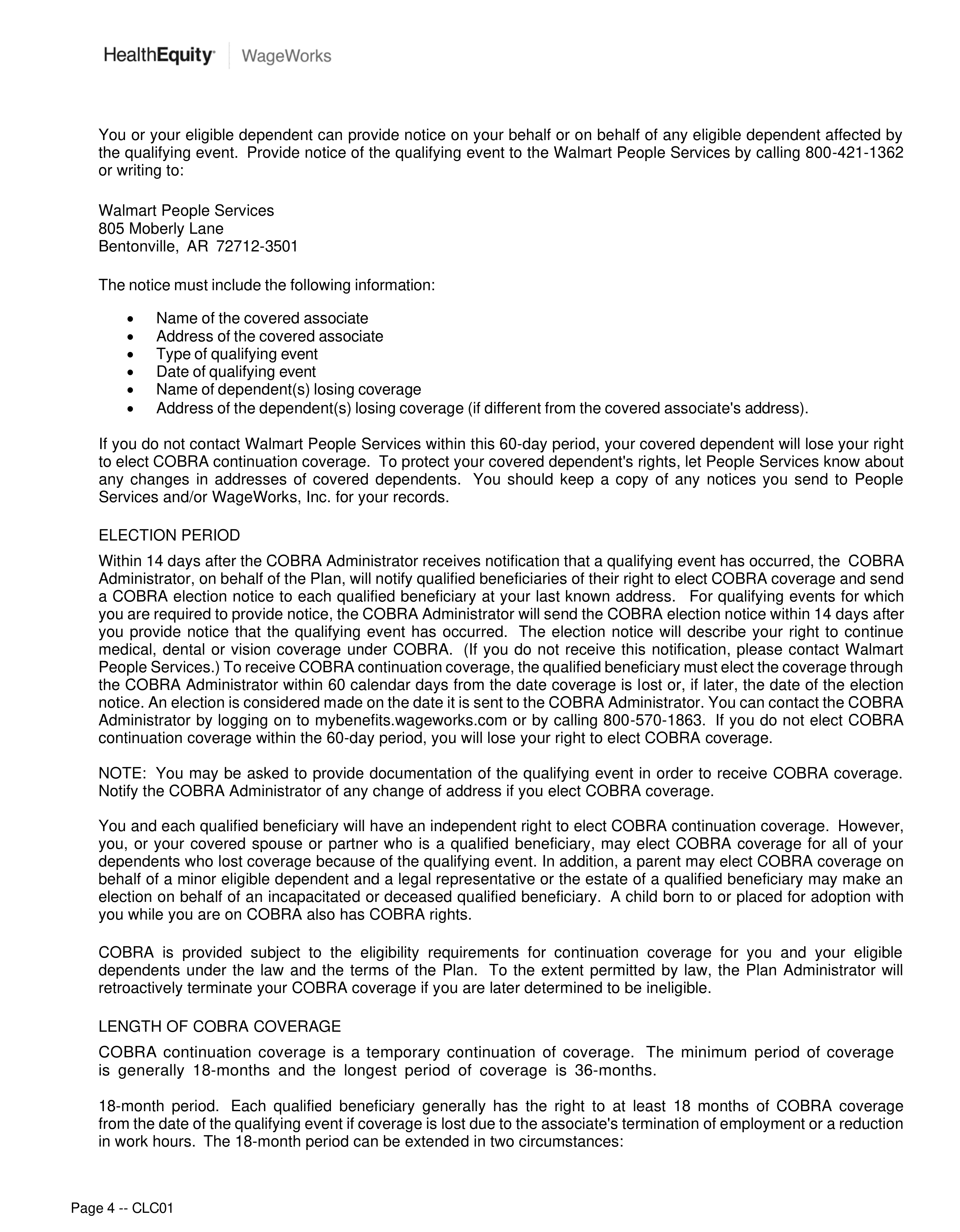 Walmart COBRA Rights Notice — page 4
